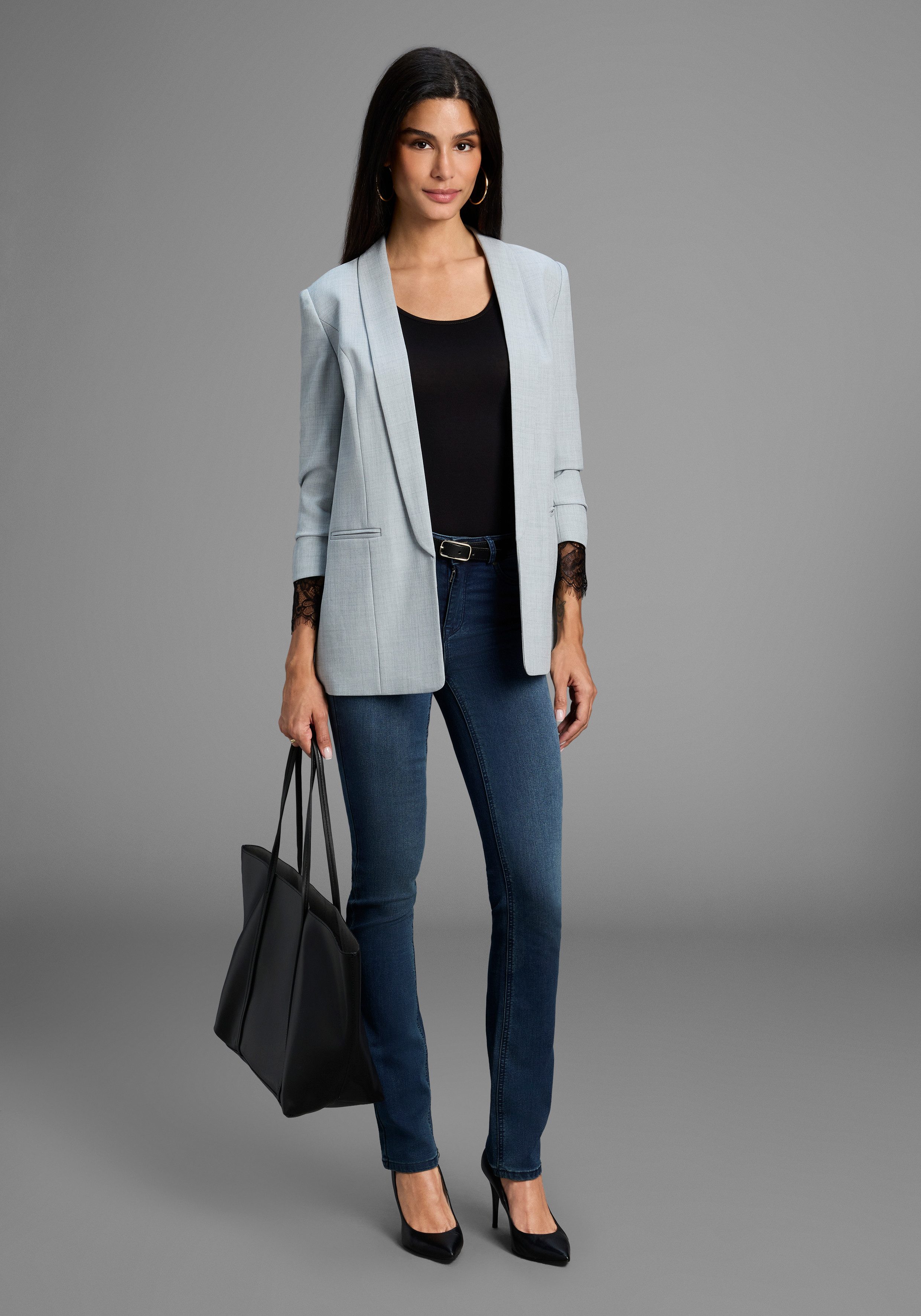 Melrose Langarmshirt taillierte Passform, aus Jersey und Spitze