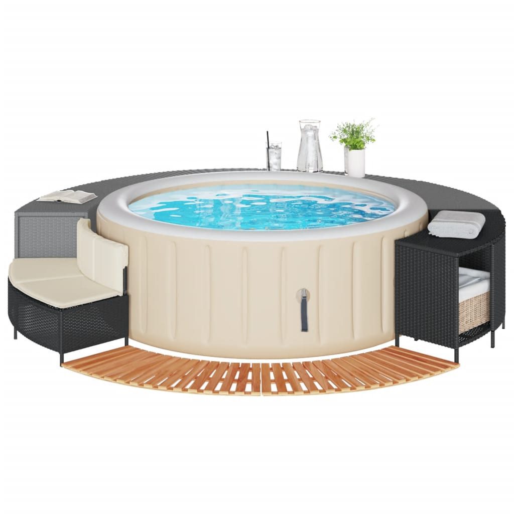vidaXL Poolleiter, Whirlpool-Umrandung Schwarz Poly-Rattan und günstig online kaufen