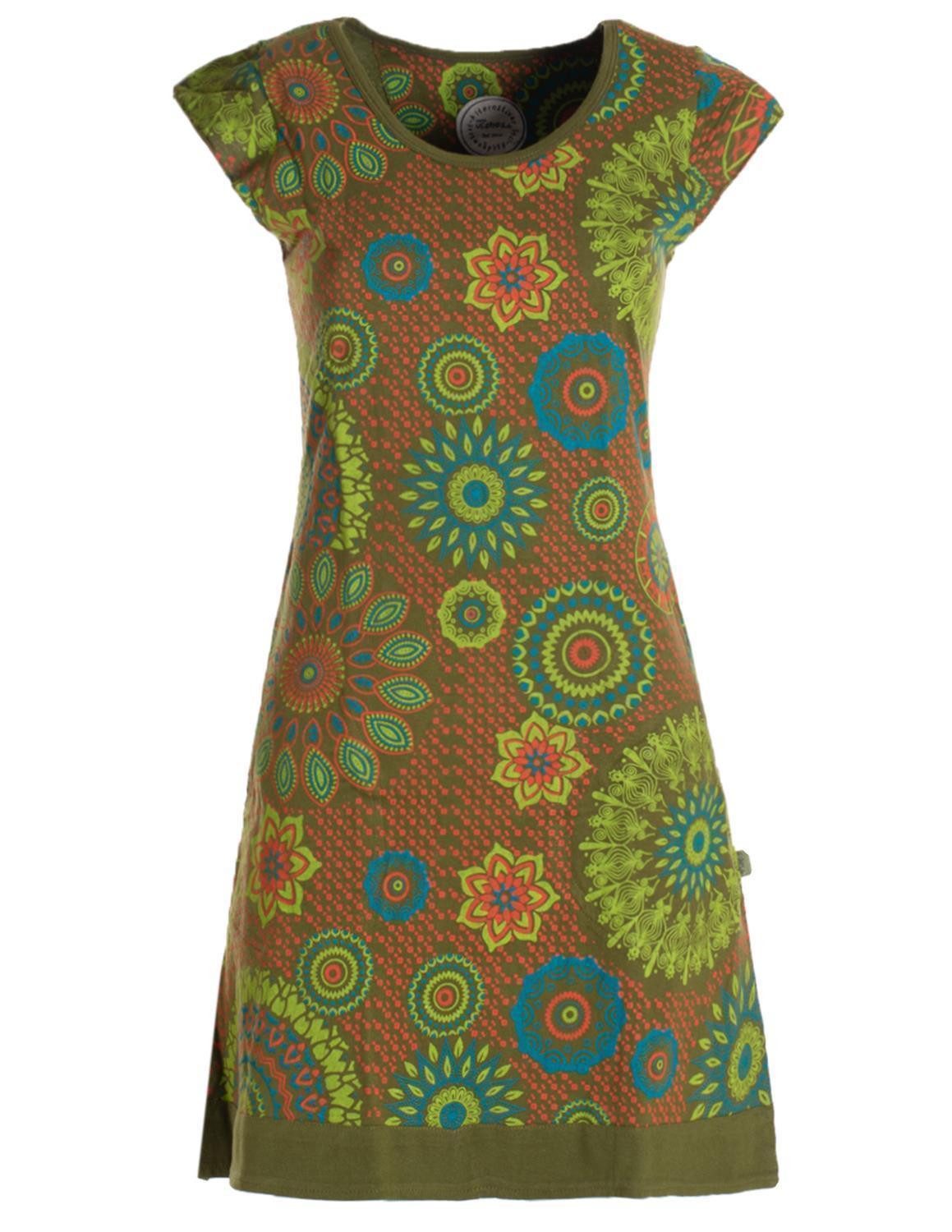 Vishes Tunikakleid Kurzarm Damen Sommer-Kleid Longshirt-Kleid Mini-Kleid Tunika-Kleid Hippie, Boho, Goa Style