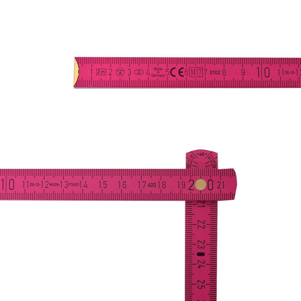 TE-Trend Zollstock Pink 2 Meter Maßstab Gliedermaßstab Laser Gravur Frauenpower, 90° Rasterung und Winkelmesser – Bild 2 von 2