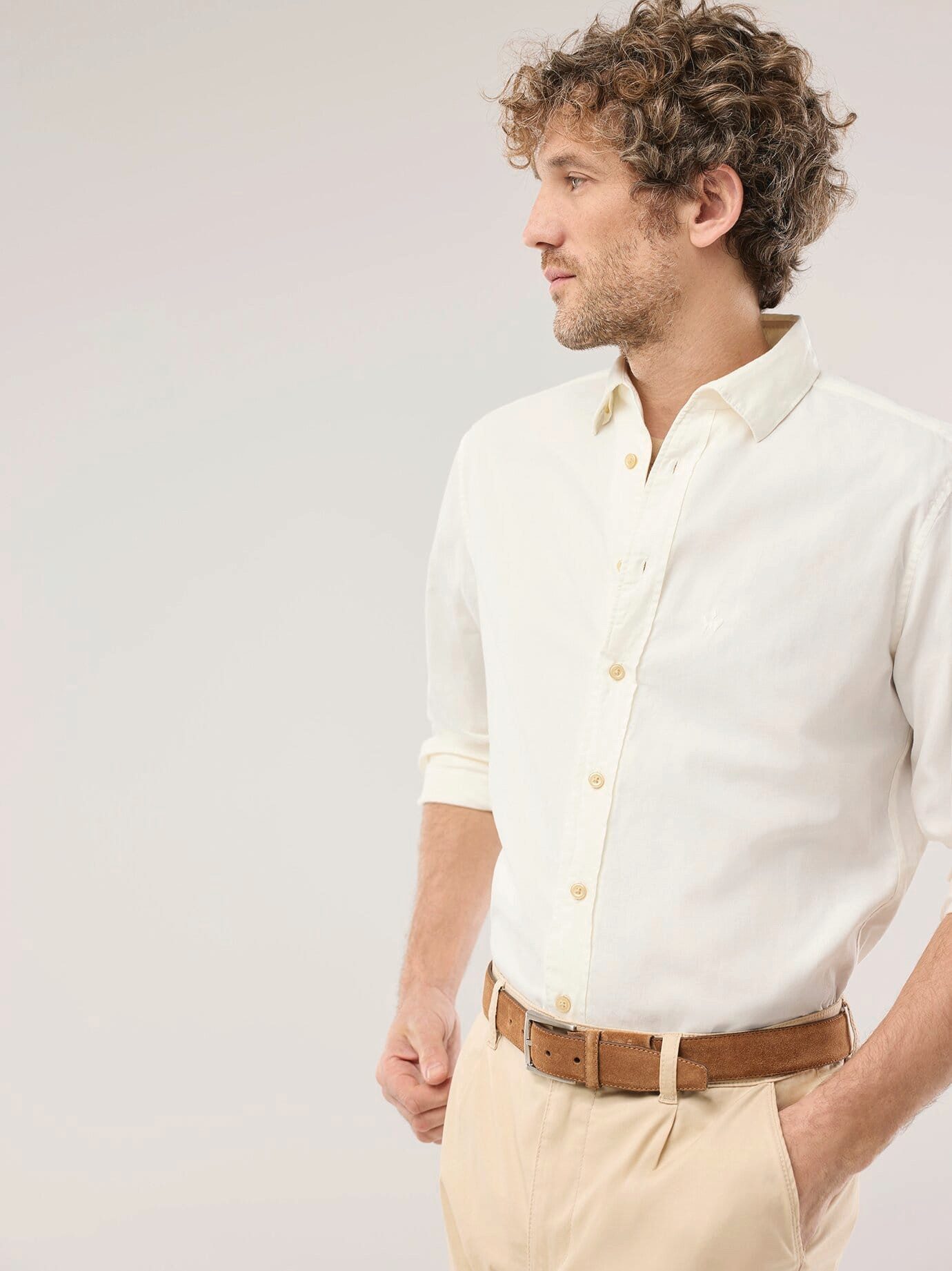 Walbusch Langarmhemd Herren Überfärber Baumwollhemd Regular Fit Langarm Garment-dyed Twill, Relax-Kragen, verdeckter Button-down