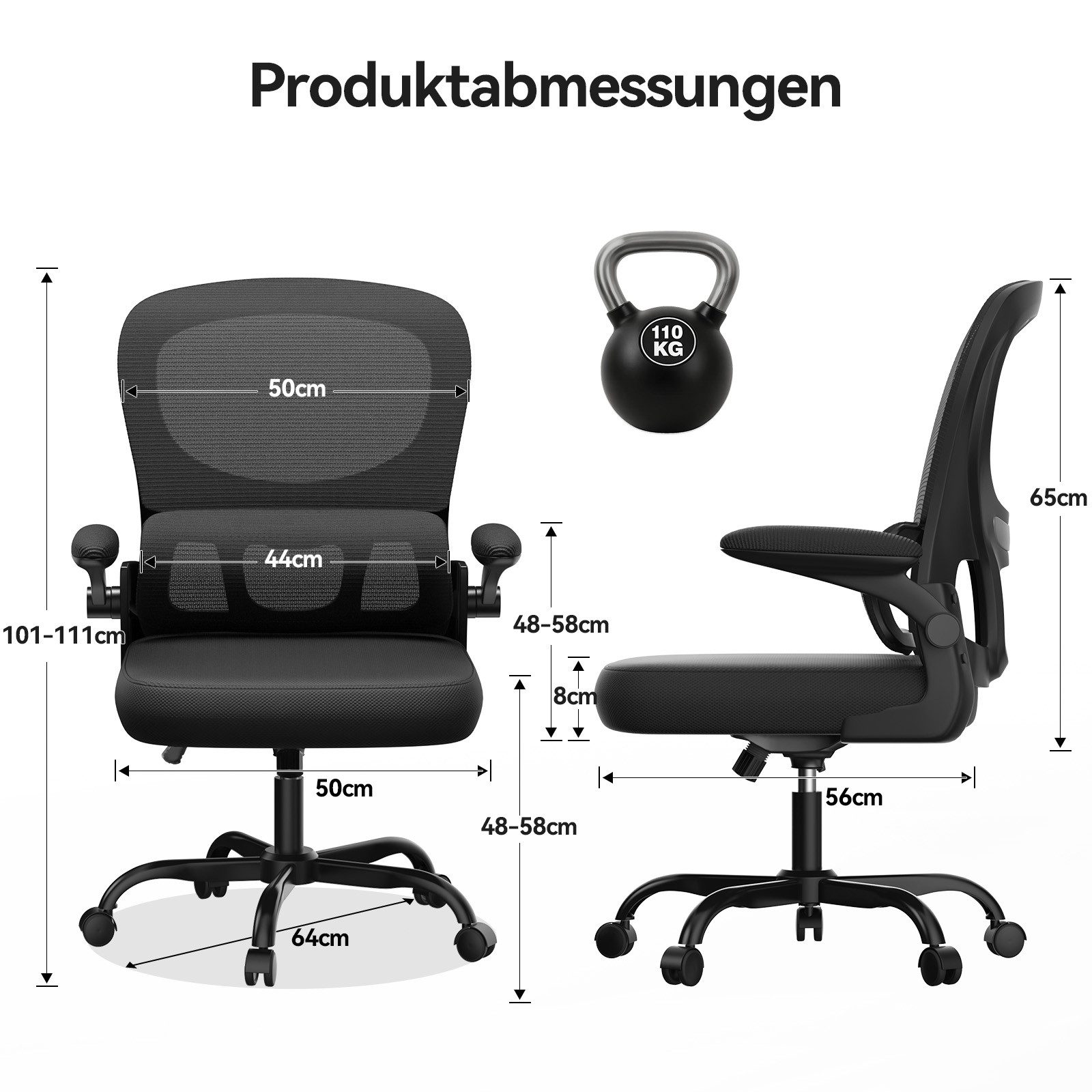ZAISZE Bürostuhl 280G Netz Sitz Gaslift 2-Stufe Geräuschlose Rollen Ruhe & Effizienz (Set), Nylonrad; Fünf-Klauen-Stütze