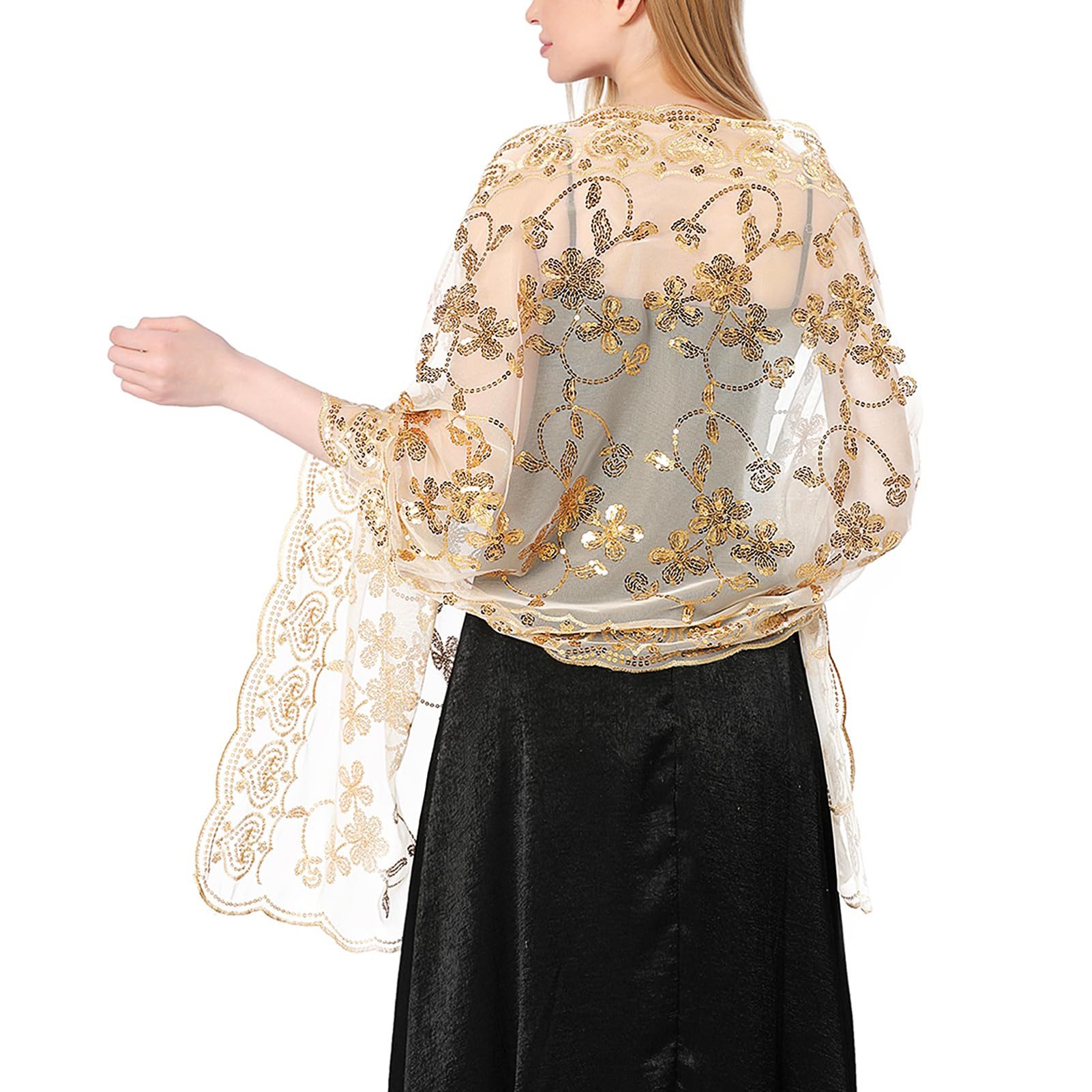 Zaewry Modeschal Schals und Tücher für Abendkleider – Elegante, transparente Damen, Jahre mit Blumenmuster, ideal für Hochzeiten