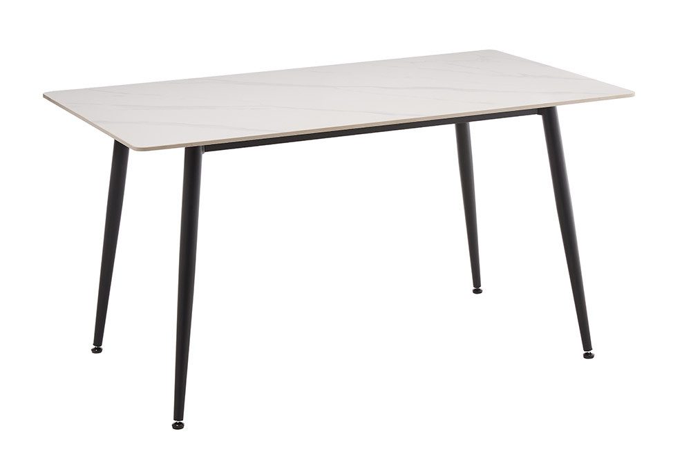 riess-ambiente Esstisch MILANO 140cm weiß/schwarz – Keramik, Metallgestell, Marmor-Design (Einzelartikel, 1-St), moderner Küchentisch mit 6 Plätzen – ideal für Küche oder Essbereich