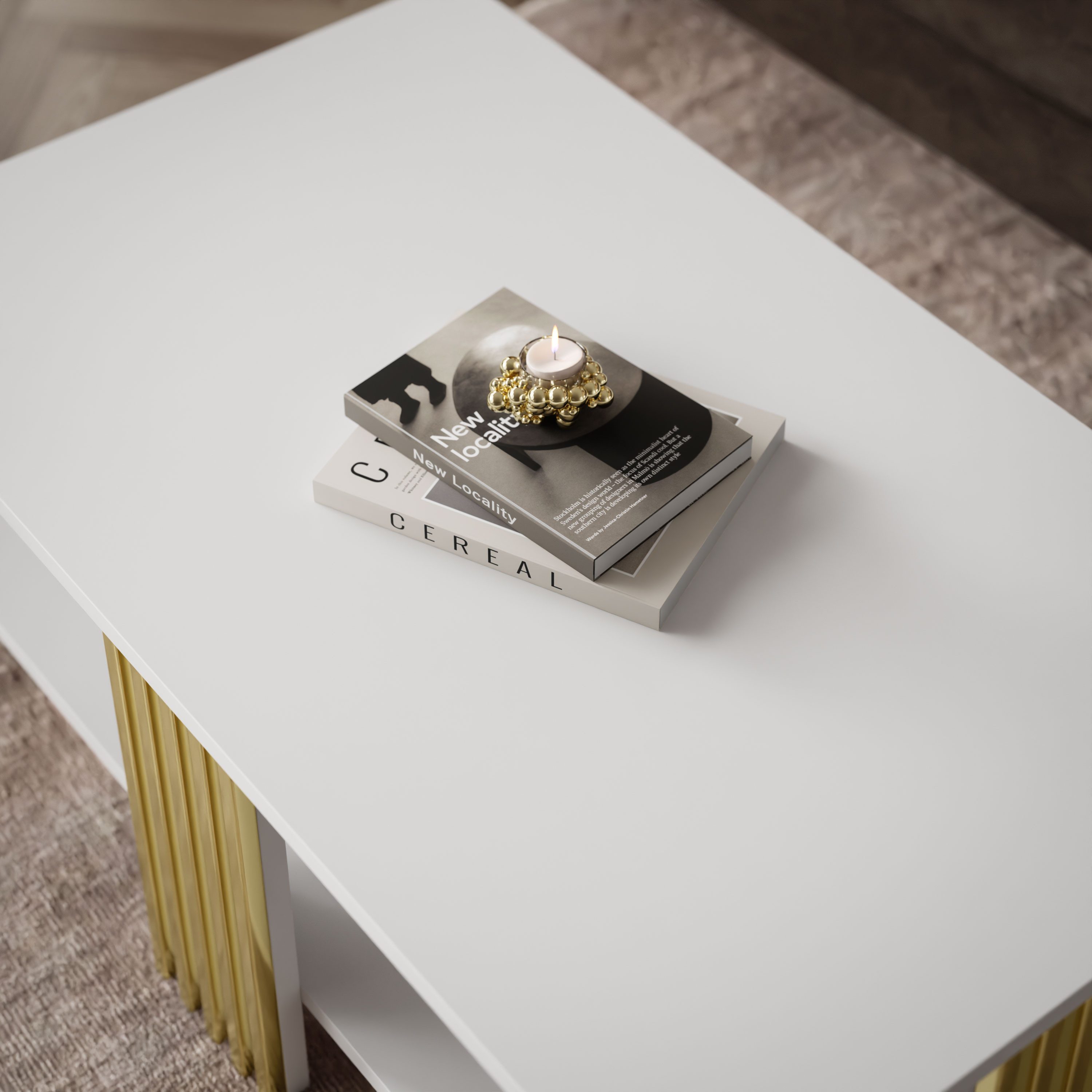 Lookway Couchtisch SAPHIRA GOLD mit Ablage (1 Tisch)