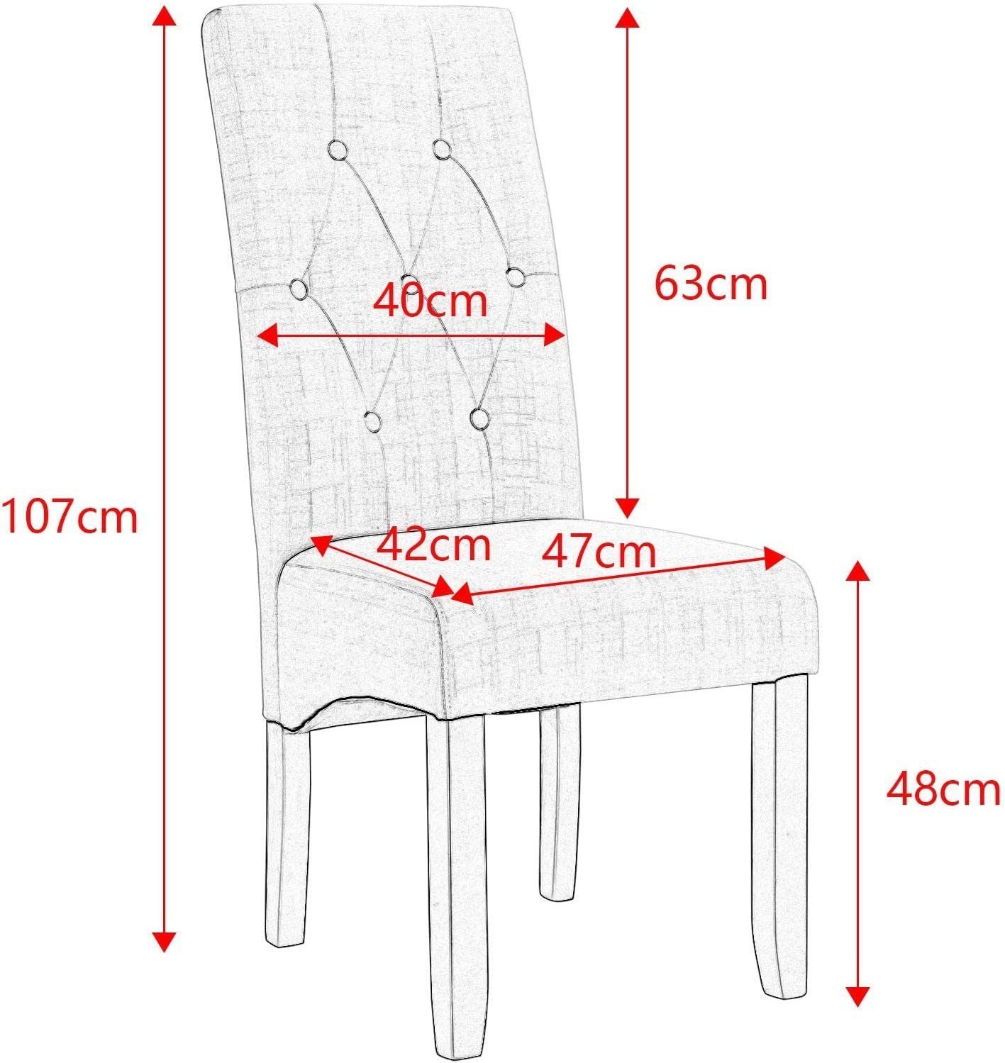 Woltu Esszimmerstuhl (Set, 4 St), Küchenstuhl mit Massivholz Beine
