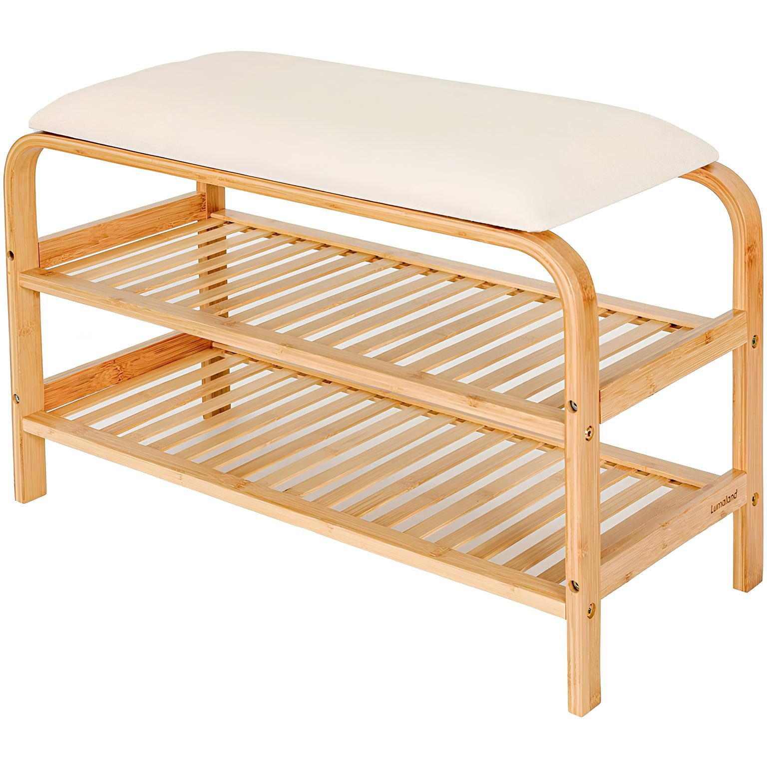 AD.CON Schuhbank Schuhregal aus Bambus mit Sitzbank Schuhbank mit Sitzkisse günstig online kaufen