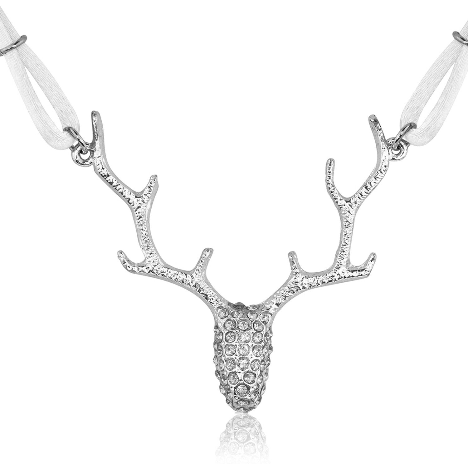 Kette mit Anhänger 'Nicola' mit Strass Hirschkopf und Kristallen von