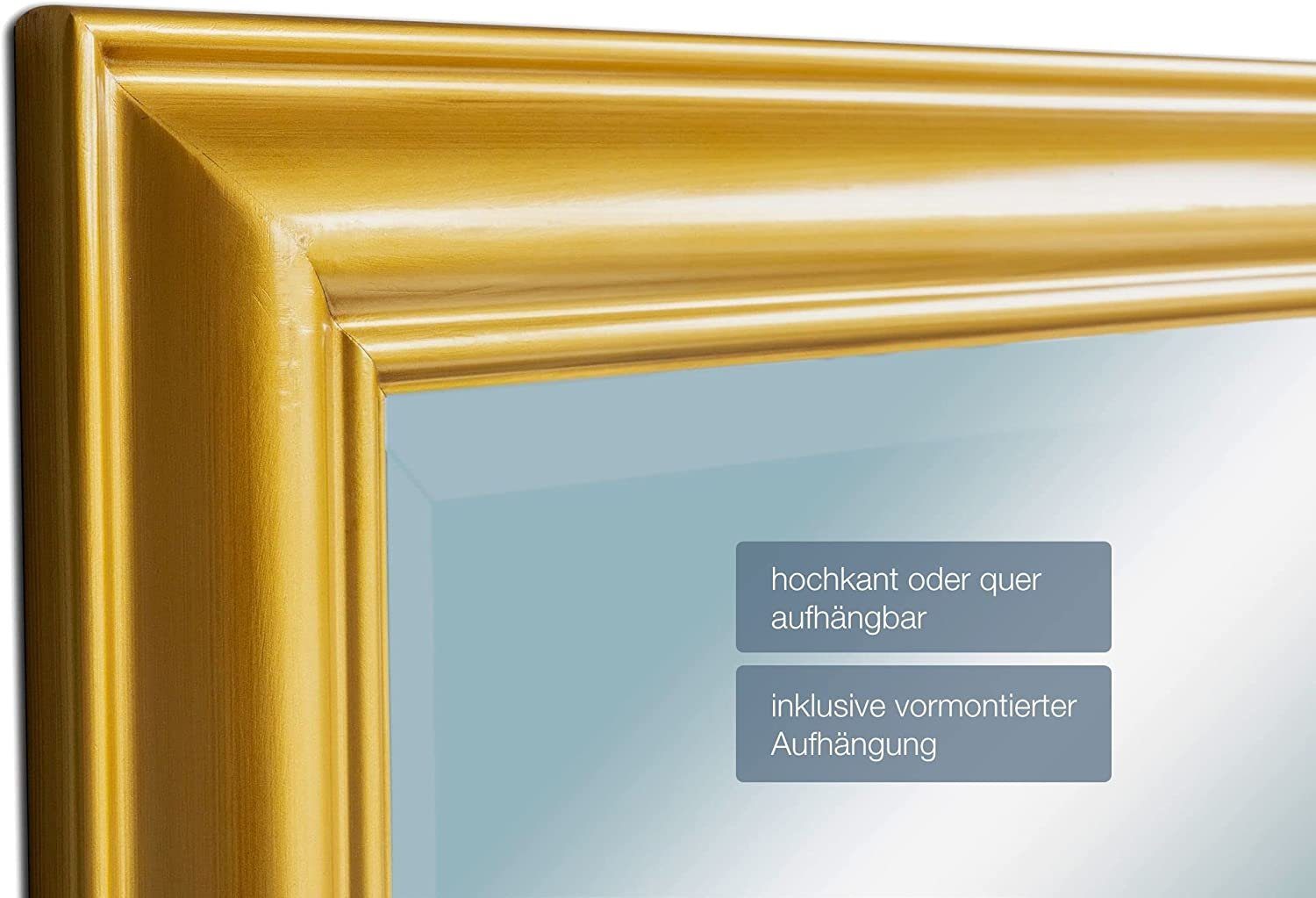 dasmöbelwerk Wandspiegel LC x Wandspiegel 180 cm 80 Home Landhaus-Stil Facettenschliff mit Gold