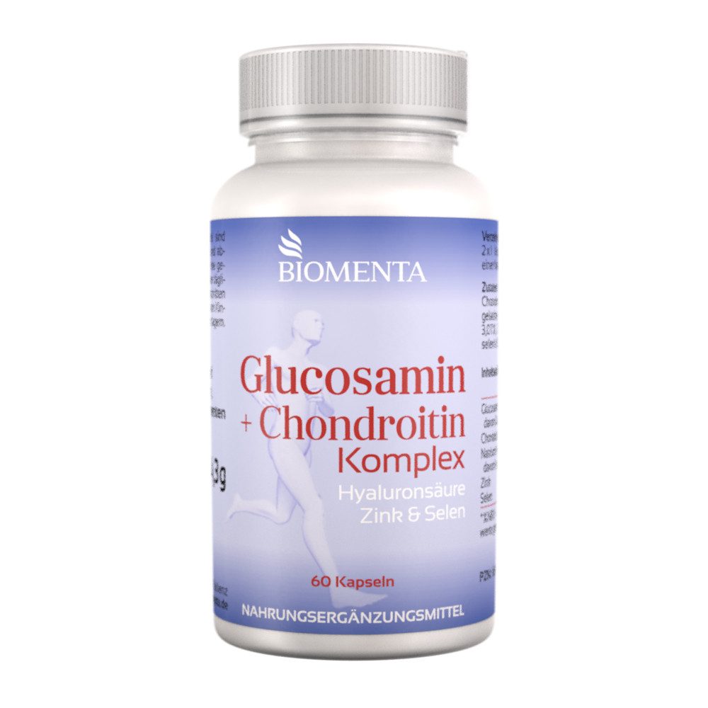 BIOMENTA Glucosamin + Chondroitin Komplex - 90 Knochen Kapseln (Zink, Hyaluron) Kapseln, 60,00 St., 54 g