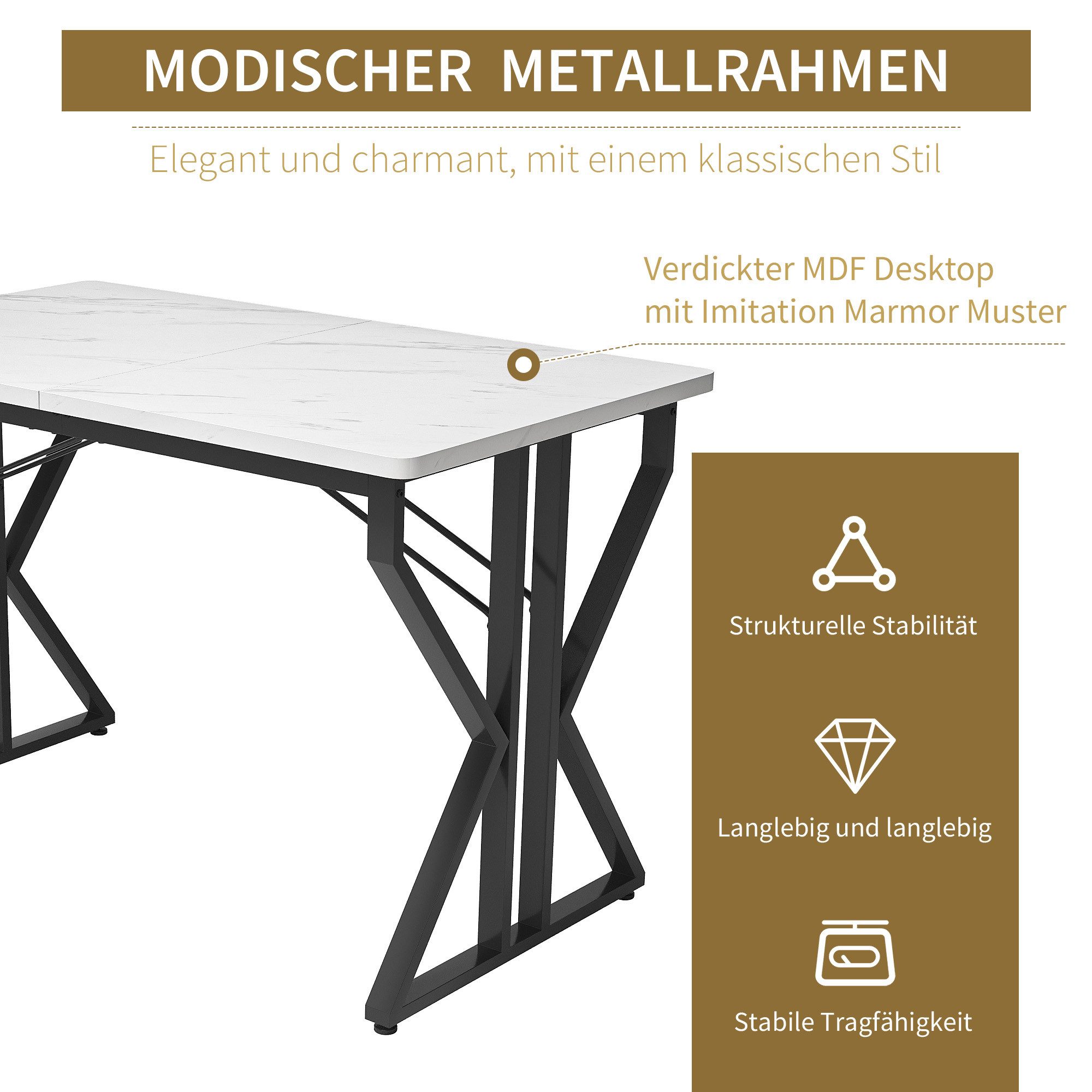 OKWISH Esstisch Küchentisch mit Metallbeinen (Frühstückstisch,moderner günstig online kaufen