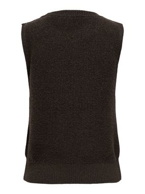 ONLY Strickpullover Struktur Strickweste Rundhals Sweater ohne Ärmel ONLPARIS (1-tlg) 4210 in Dunkelbraun
