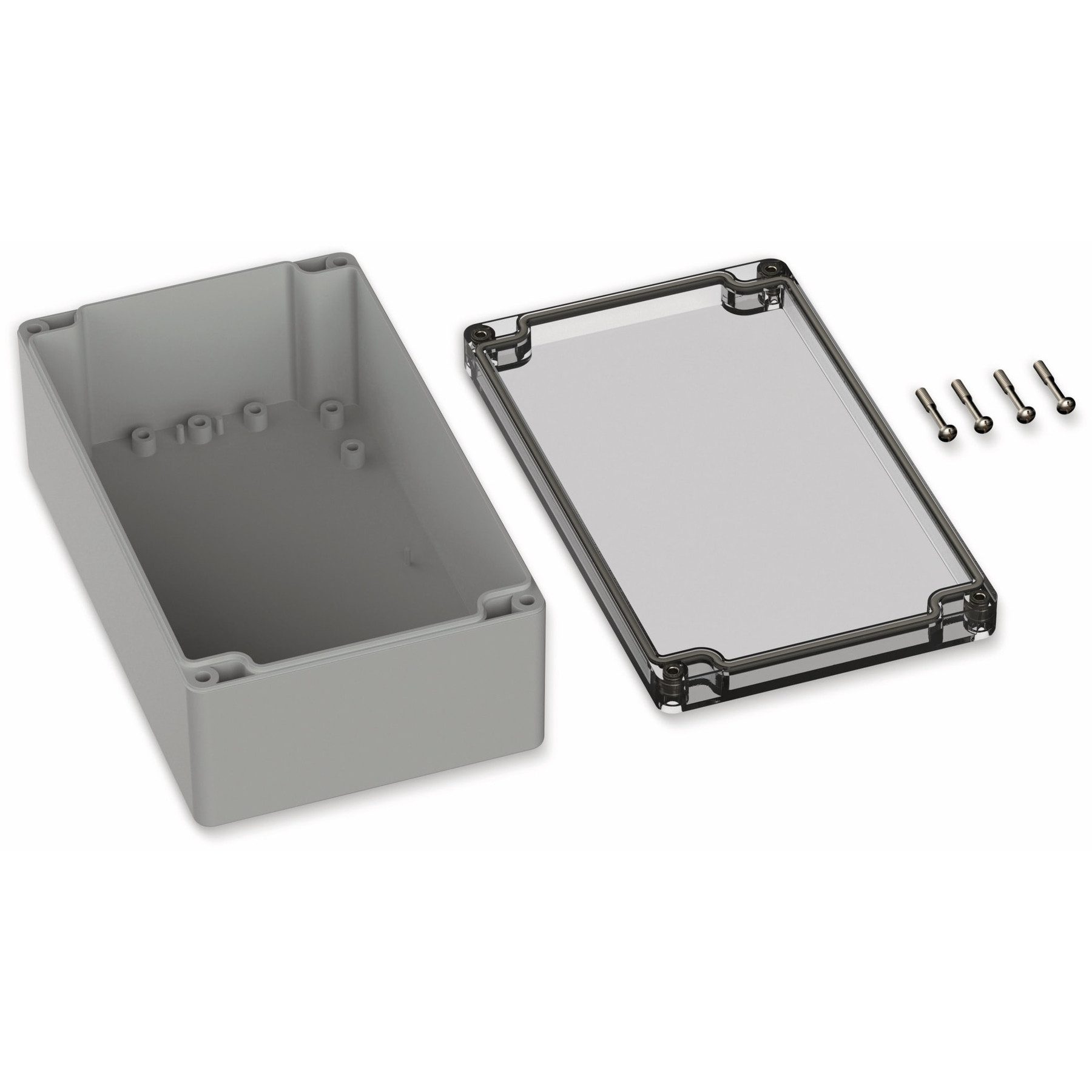 Pollin Verteilerbox POLLIN, Polycarbonat Gehäuse, 200 x 120 x 75 mm, IP66, Lichtgrau