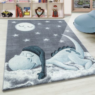 Teppich Dinosaurier Design, Teppium, Rechteckig, Höhe: 10 mm, Teppich Kinderzimmer Dinosaurier Design Kinder Teppich Blau Babyzimmer