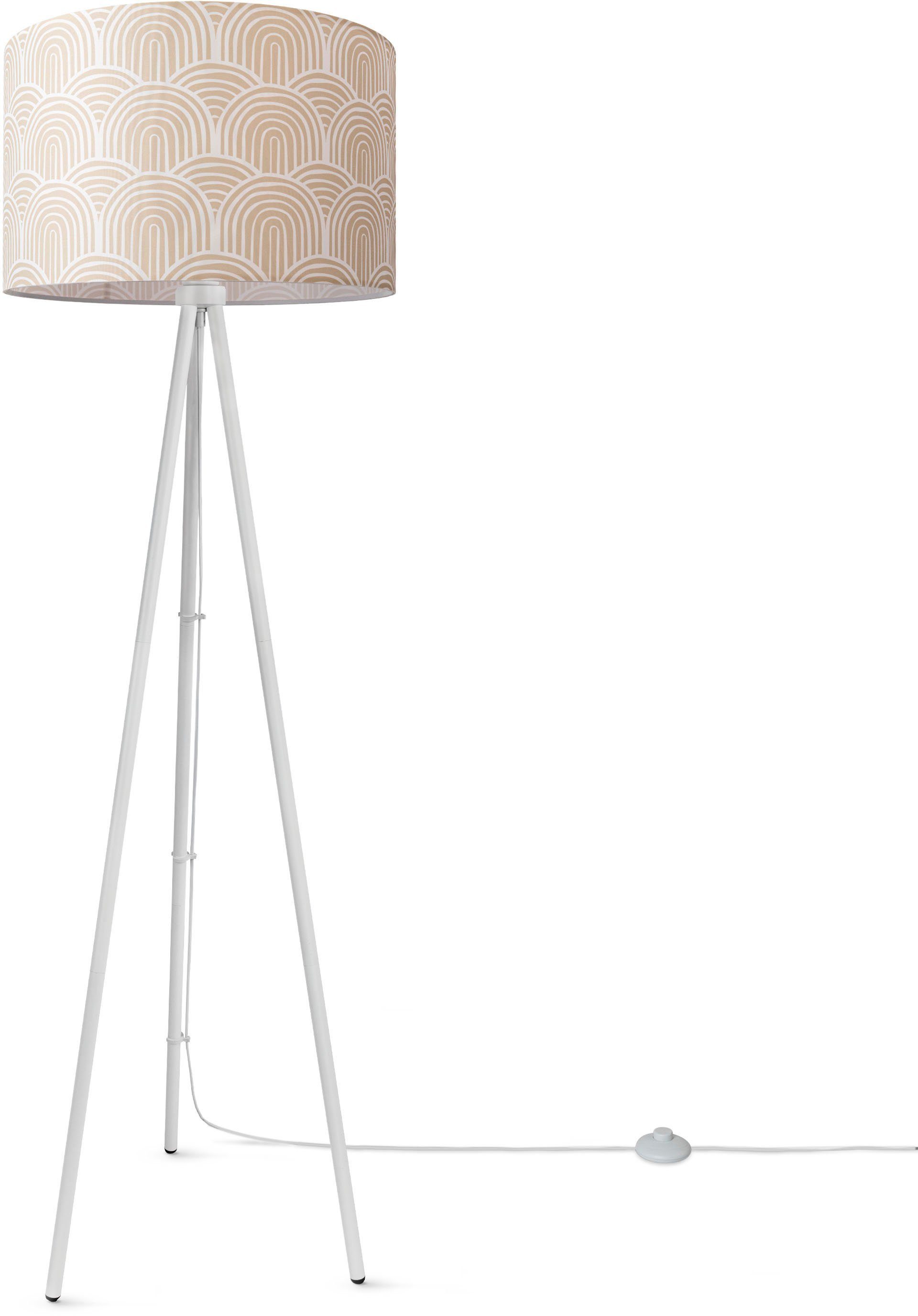 Paco Home Stehlampe Trina Pillar, ohne Leuchtmittel, Wohnzimmer Stehleuchte Dreibein Stativ Mit Stoffschirm Uni Modern