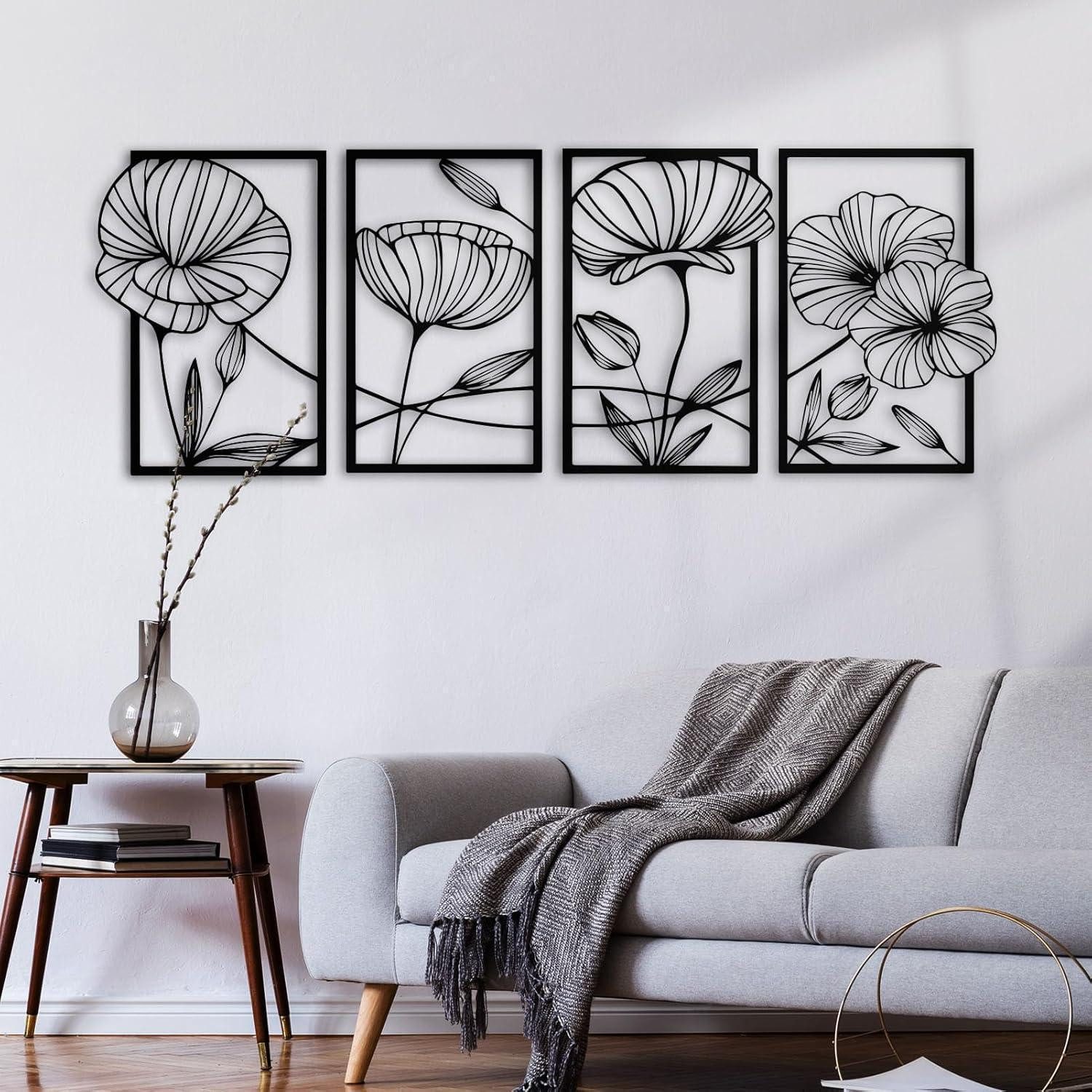 ESTART Metallbild Metall Lotusblume Wanddekoration 4er günstig online kaufen