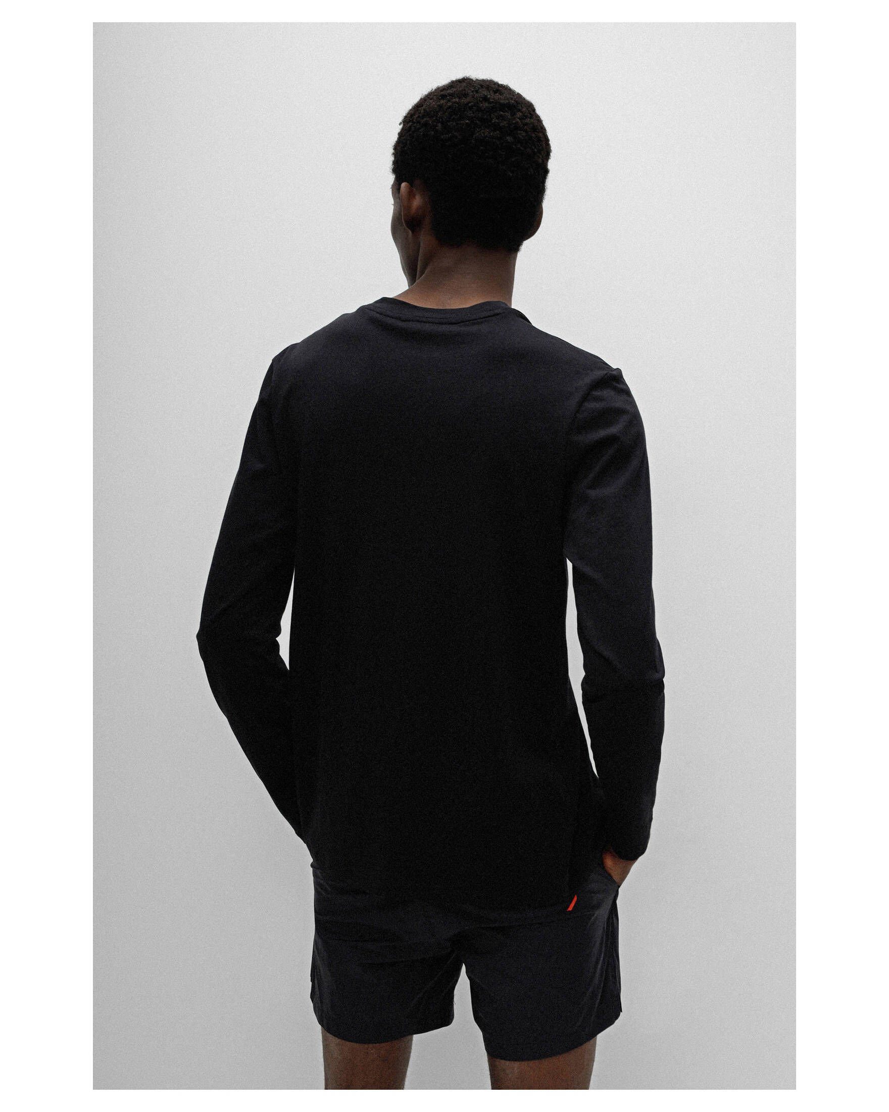 DEROL222 (1-tlg) schwarz T-Shirt Herren HUGO (15) Langarmshirt