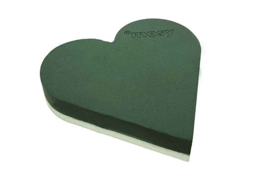 Bastelmoos Steckschaum-Herz, 29 cm, Steckmasse, Steckschwamm, Herzform, klein