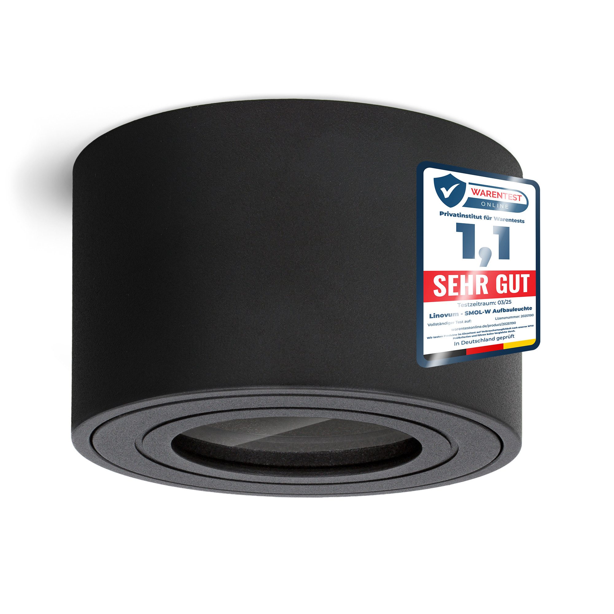 linovum LED Außen-Deckenleuchte Aufbauleuchte SMOL-W schwarz für LED Modul IP44 Deckenlampe Spot