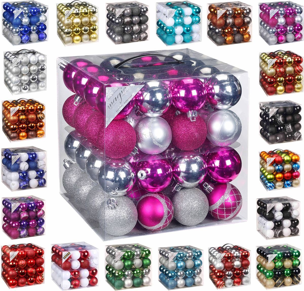JACK Christbaumschmuck 64x Kunststoff Christbaumkugeln Ø 6cm Baum Kugeln in günstig online kaufen