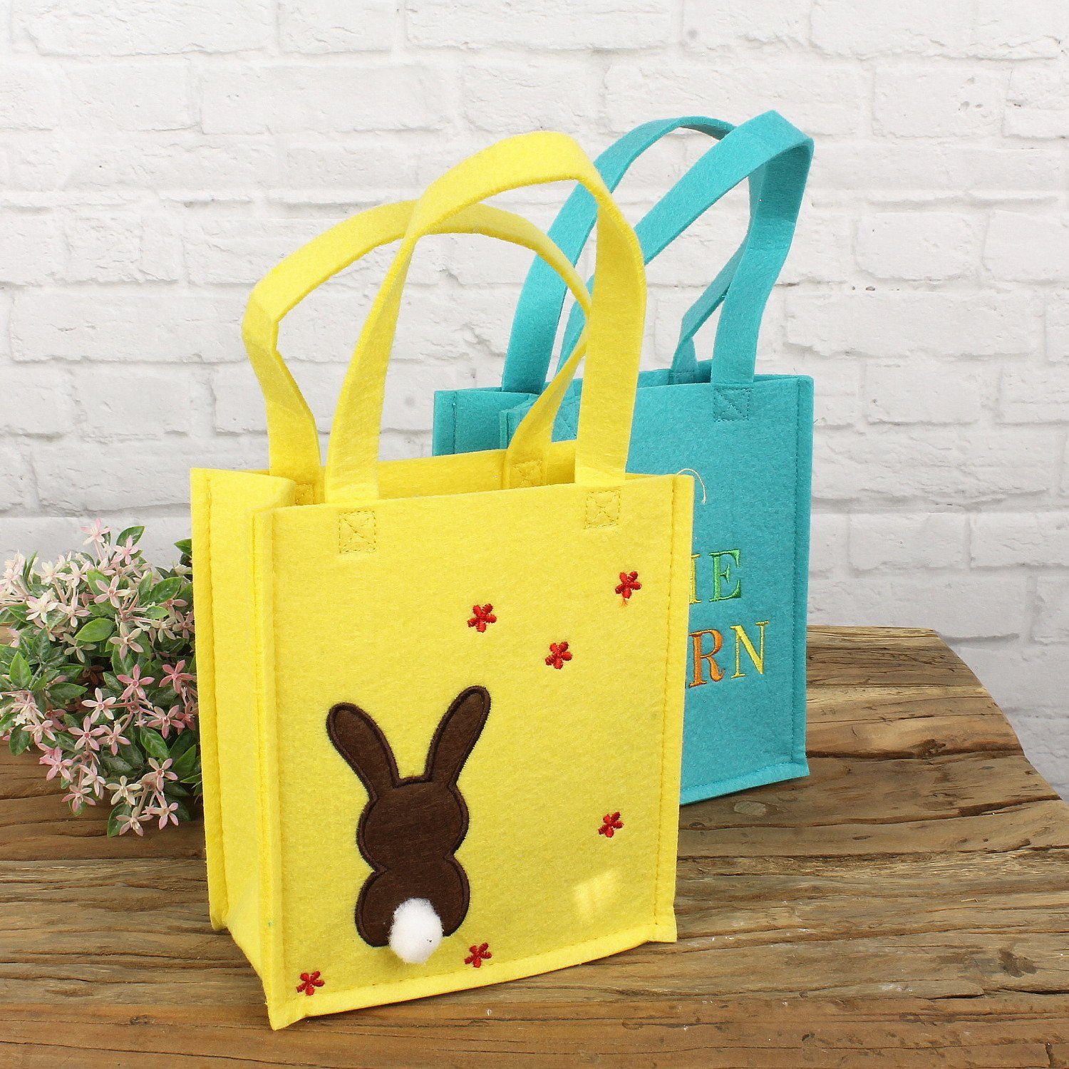 Macosa Home Osternest Geschenktasche Ostern, Ostertasche mit Henkel Ostertüte Tasche Osterfilztäschchen
