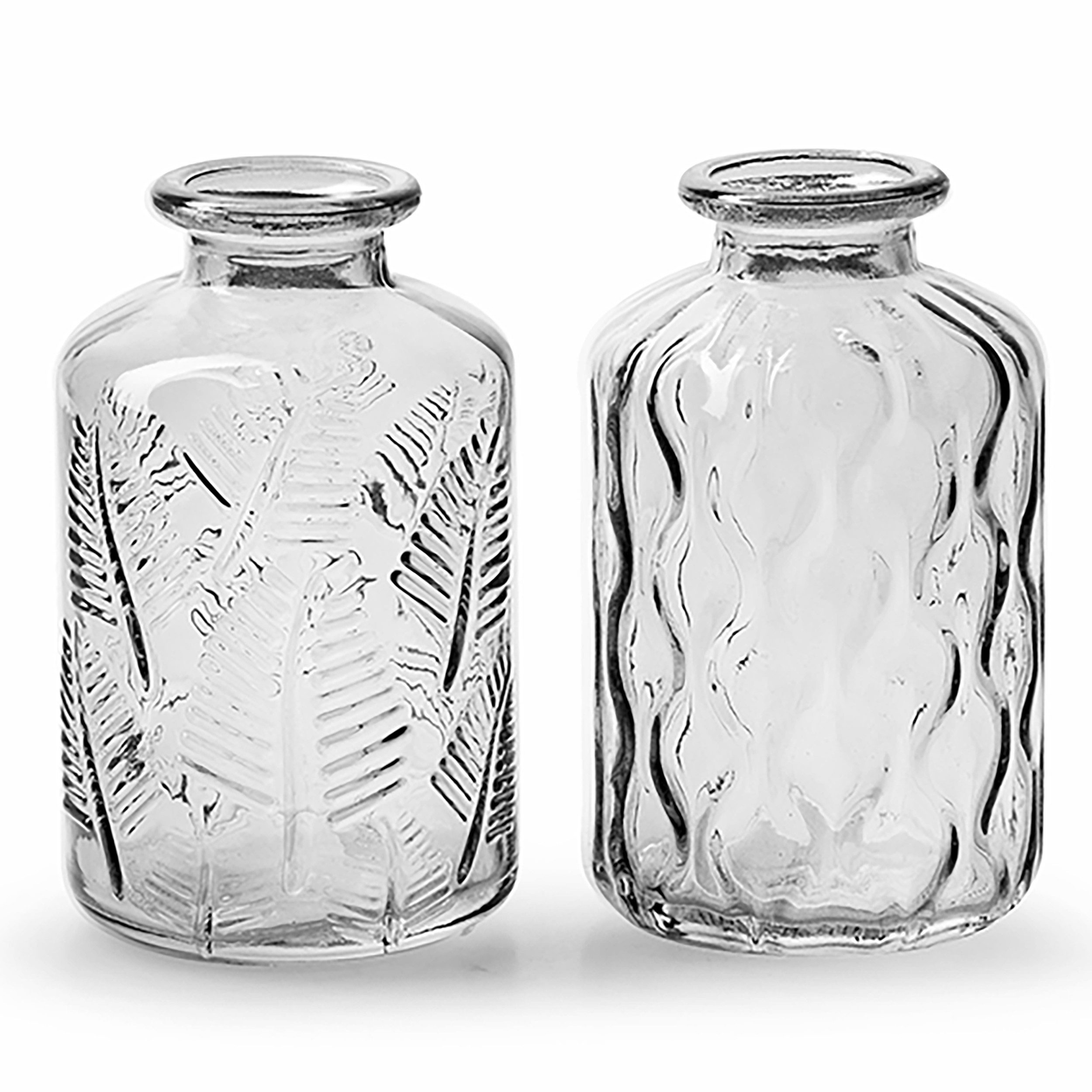 Annastore Dekovase 12 x kleine Vasen aus Glas Vintage - Blumenvasen (Tischvasen, Glasvasen, Dekoflaschen), H 10 cm - Ø 6 cm, Glasflaschen, Glasfläschchen, Deko-Flaschen