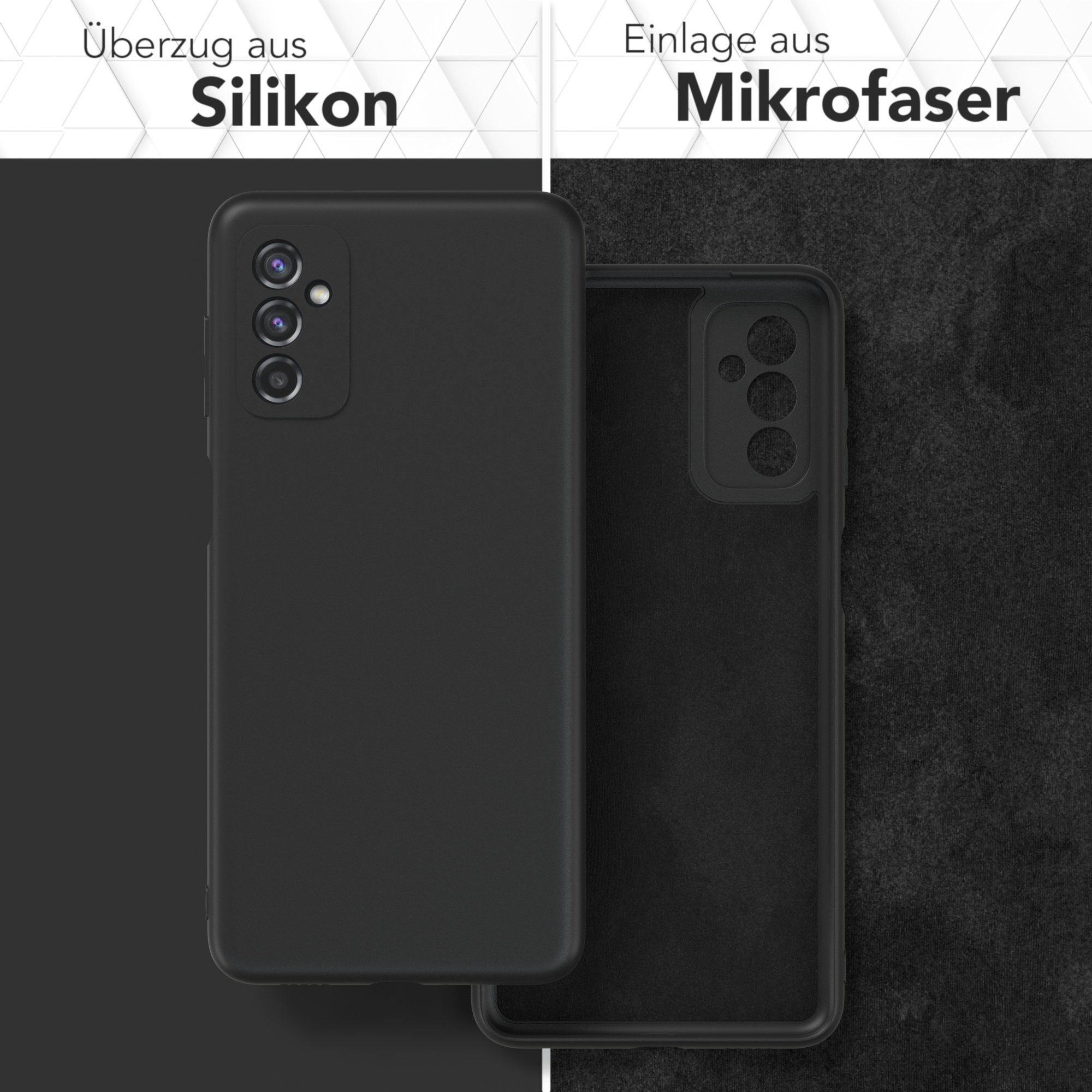 EAZY CASE Handyhülle für Samsung Galaxy M52 5G Hülle Silikon 6,7 Zoll, Silikon Schutzhülle mit Kameraschutz kratzfest Back Cover Etui Schwarz