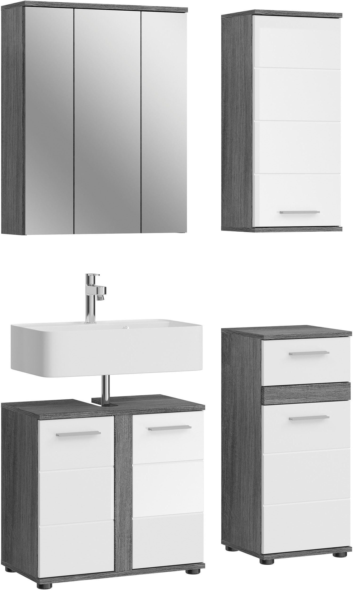 welltime Badmöbel-Set LUCCA, 4-teilig, TOPSELLER!, MDF Hochglanzfront, best günstig online kaufen