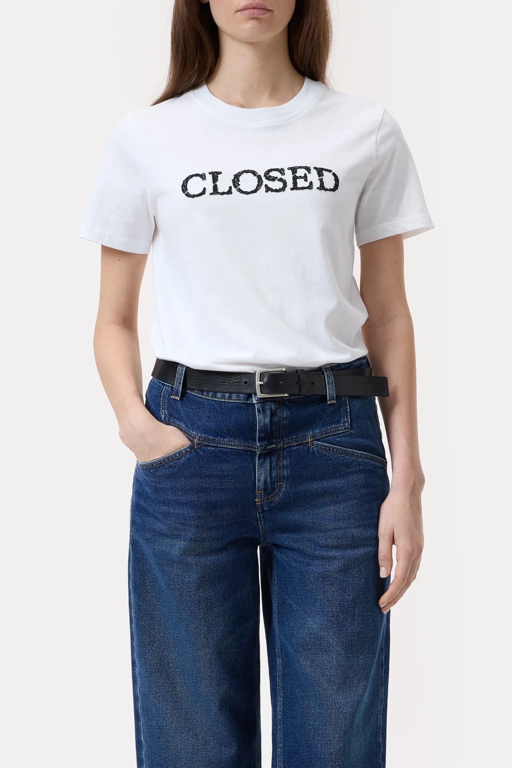 CLOSED Kurzarmhemd T-Shirt mit Logo Stickerei - Regular Fit