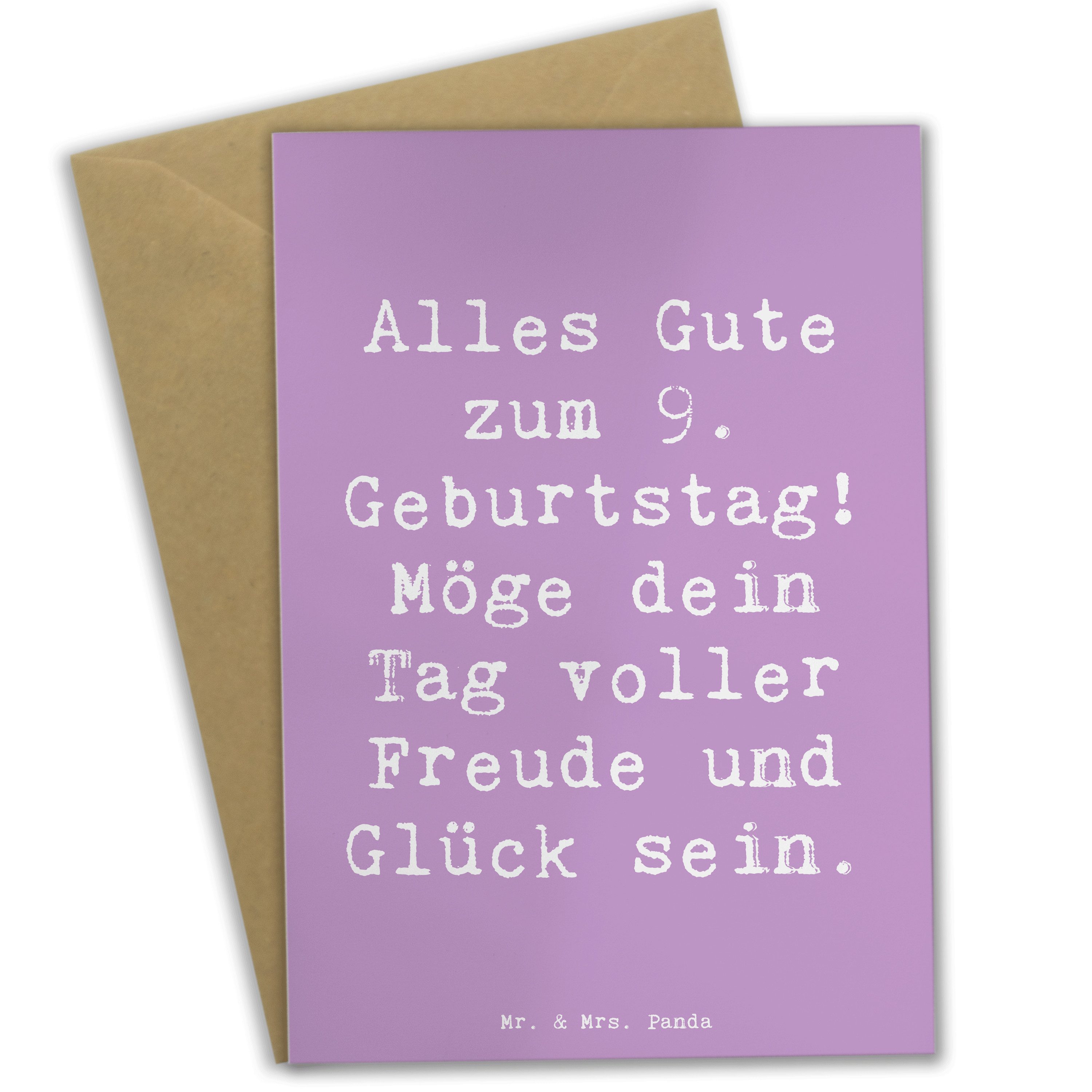 Grußkarte Spruch 9. Geburtstag Freude - Lavendeltraum - Geschenk, Alles Gute zu