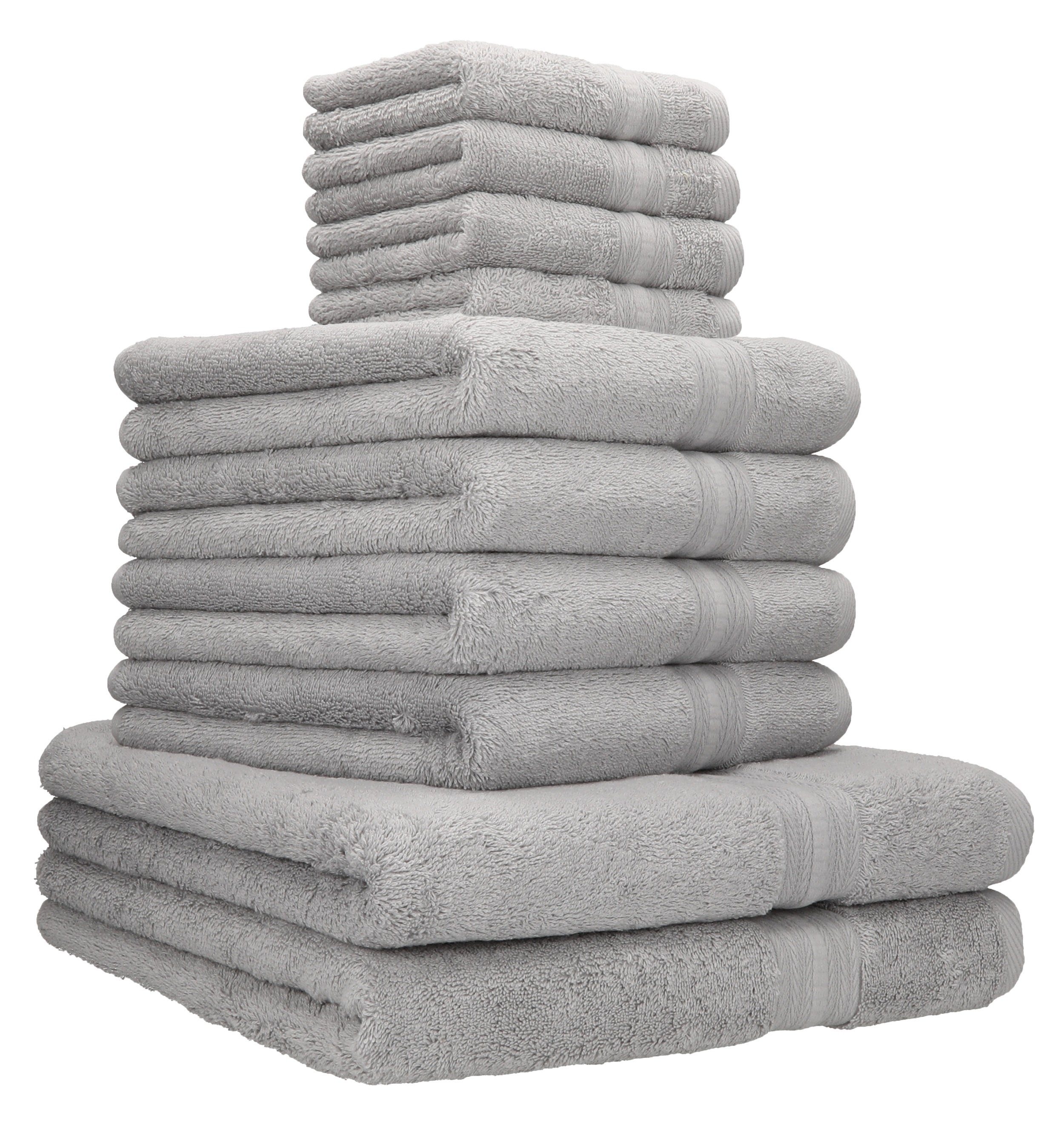 Handtuch Set 10-TLG. GOLD Luxus Farbe Silbergrau