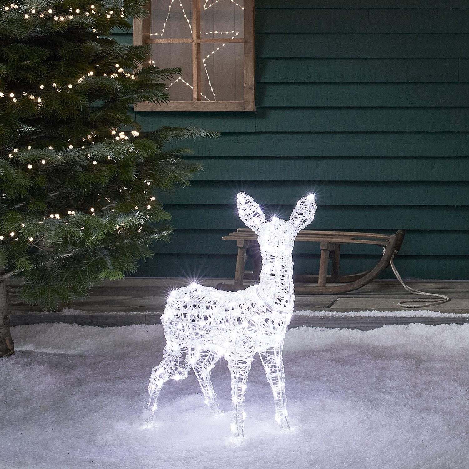 Lights4fun LED Dekofigur LED-Rentier Rehkitz L Swinsty, LED fest integriert – Bild 3 von 5