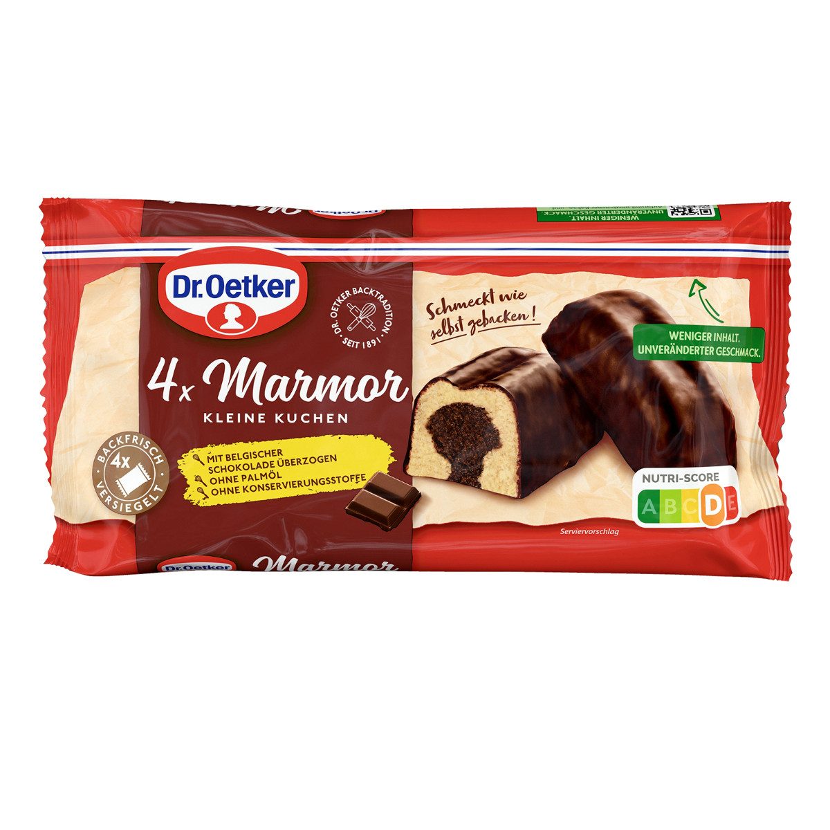 Dr. Oetker Küchenhelfer Kuchen, Dr. Oetker kleine Marmorkuchen einzeln verpackte Rührkuchen 4x35g