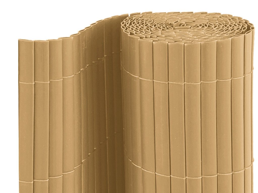 Outgarden Sichtschutzelement PVC-Sichtschutzzaun - Sichtschutzmatte Beige 300 x 180 cm, Flexibel zuschneidbar