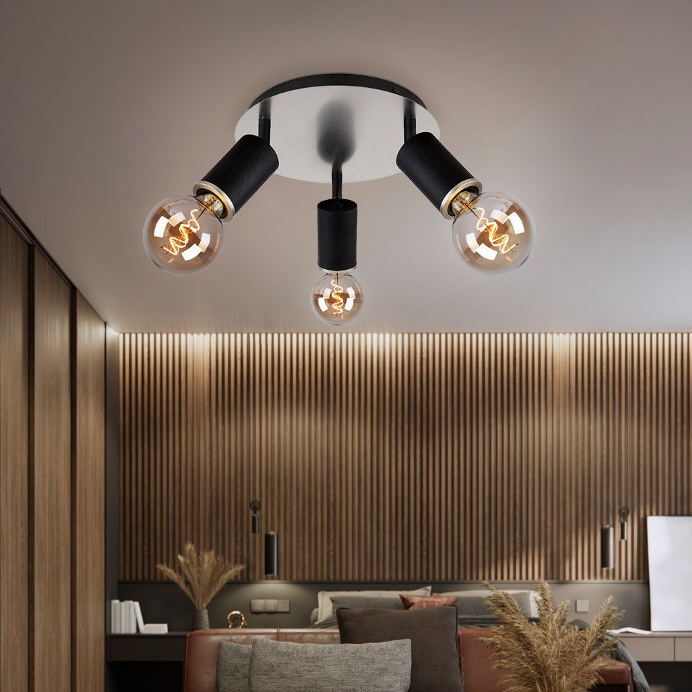 GLOBO LIGHTING Deckenspot, Leuchtmittel nicht inklusive, Deckenleuchte Deckenstrahler beweglich Spotlampe 3xE27 schwarz Holz