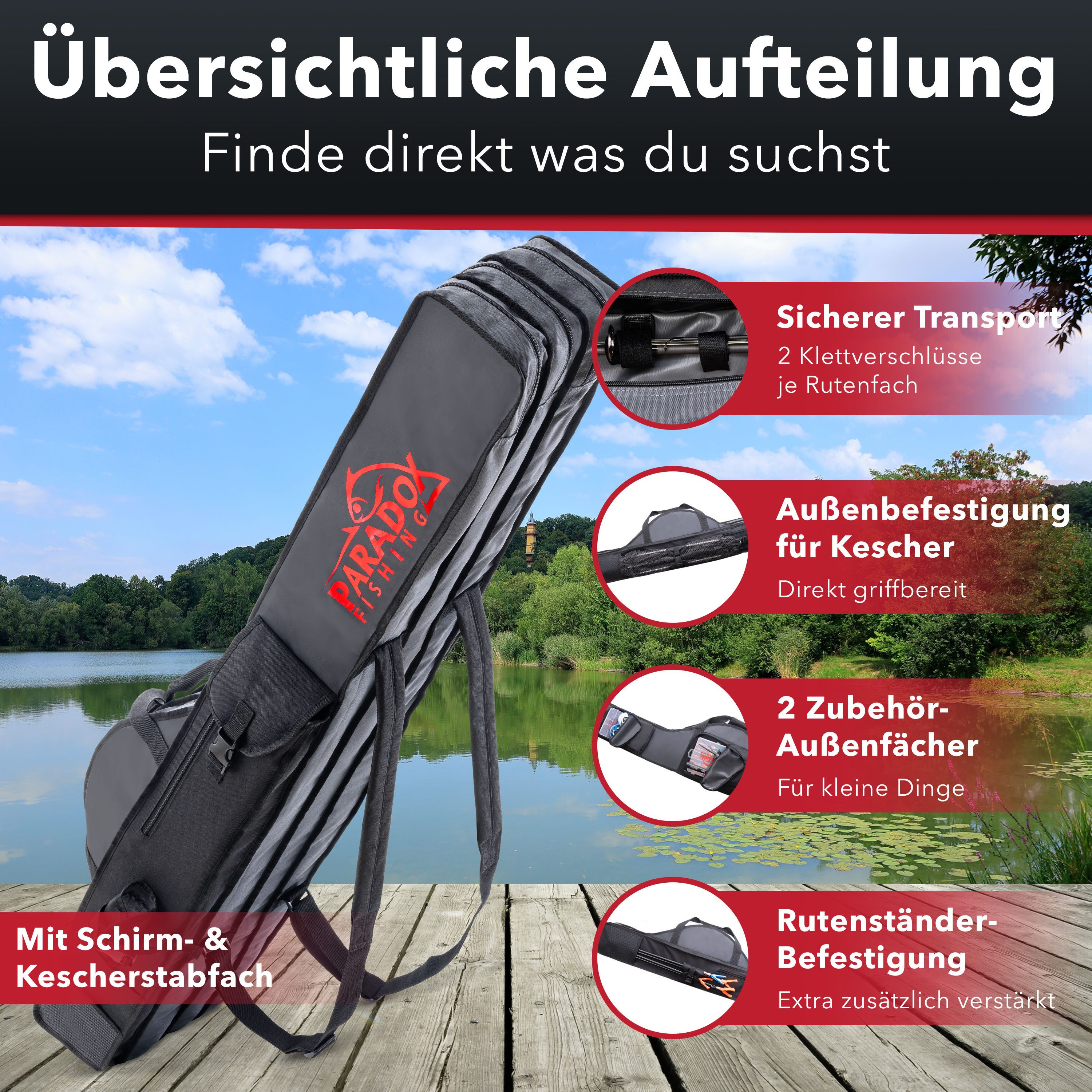 Paradox Fishing Angelrutentasche (2/3/4 Fächer 120/130/150/160/190 cm), Kes günstig online kaufen