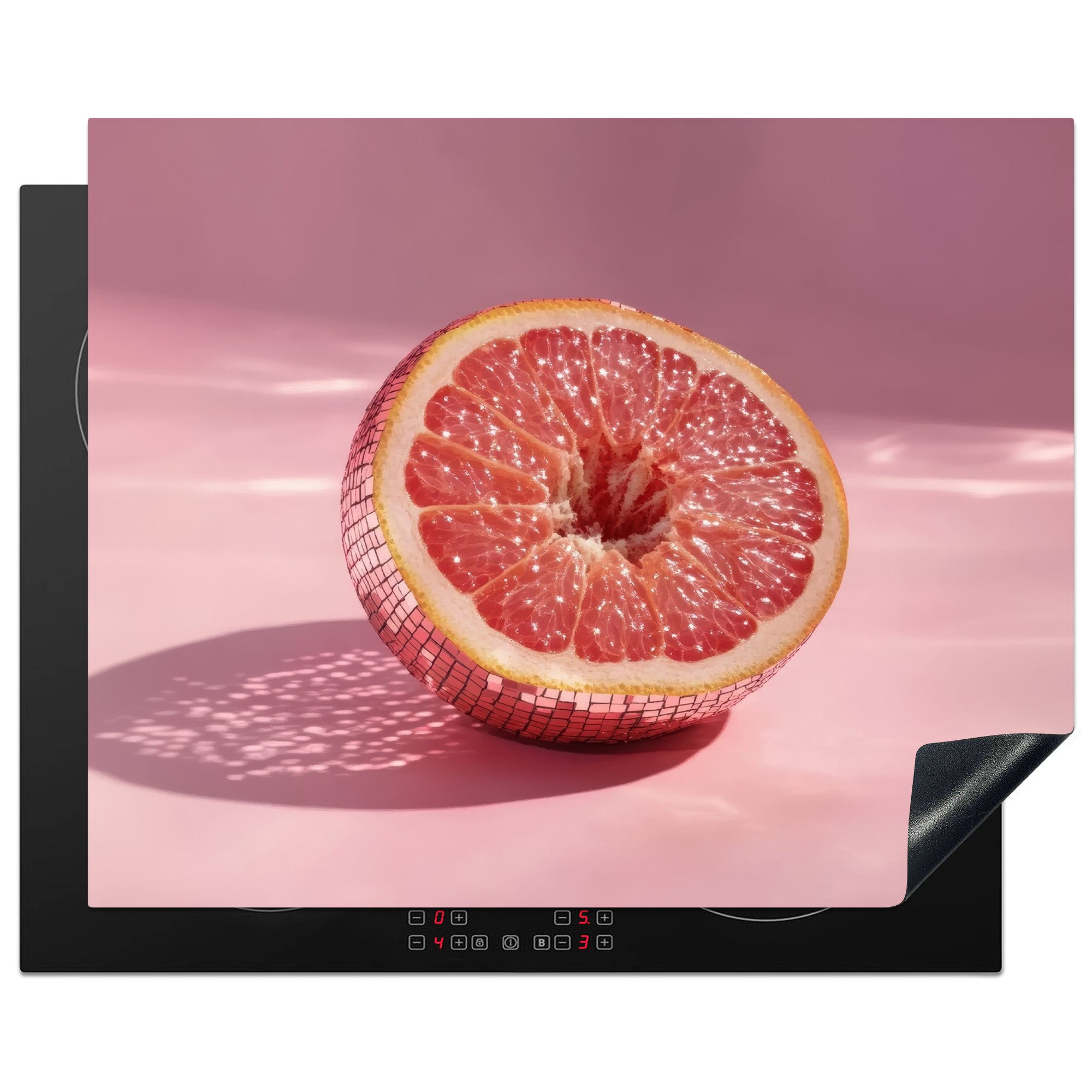 MuchoWow Herd-Abdeckplatte Grapefruit - Rosa - Disco - Glänzend, Vinyl, (1 tlg), Herdabdeckplatten für Ceranfeld, Induktionsschutz, 65x55 cm