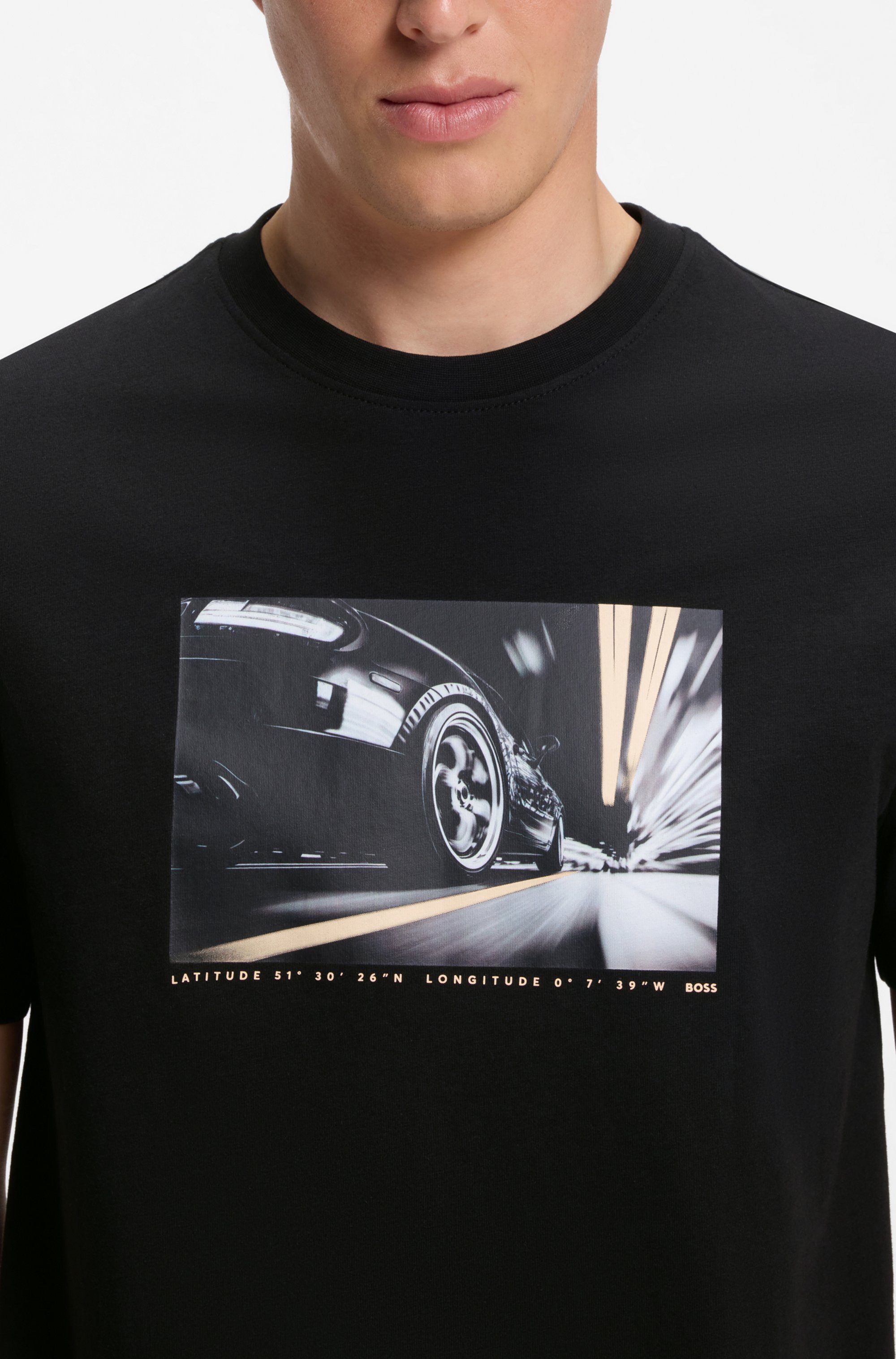 BOSS ORANGE T-Shirt Te Motors Regular Fit Fotodruck, reine Baumwolle, Regular Fit