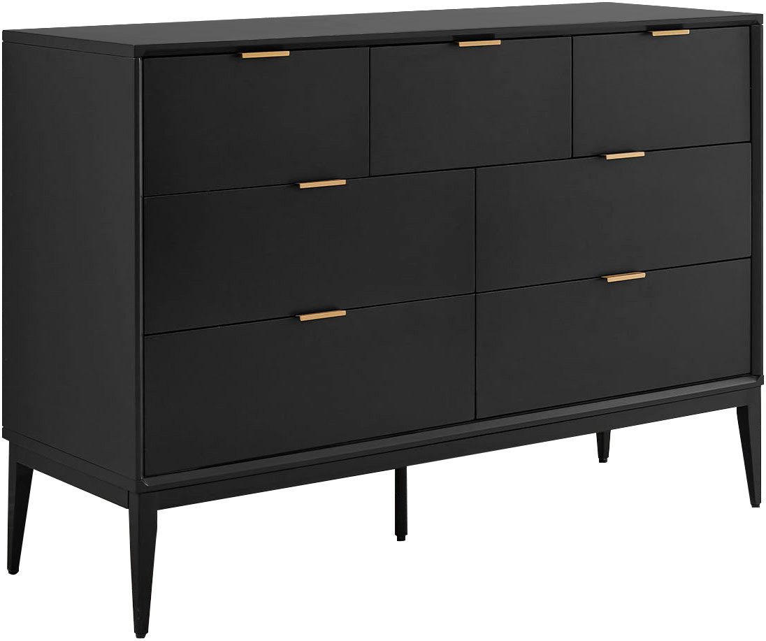 Leonique Kommode Lavisha, FSC-zertifiziertes Holz kombiniert Melamin, verchromten Metallgriffen