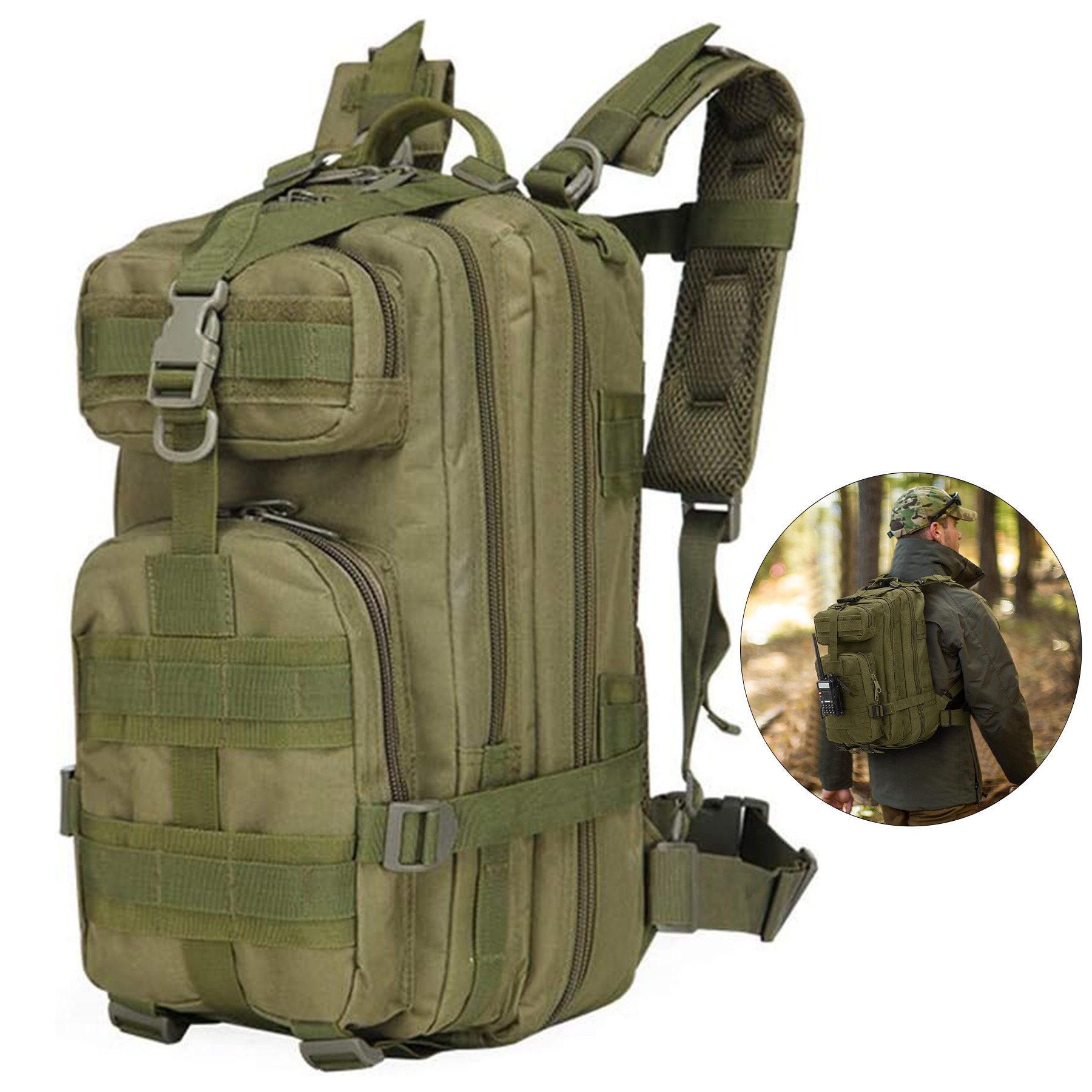 Mutig Wanderrucksack 35L Outdoor-Sportrucksack,Hiking Backpack, Tactical Backpack (aus robustem, wasserdichtem 800D Oxford-Gewebe für lange Haltbarkeit, Zwei-Wege-Reißverschlüsse erleichtern das Öffnen&Schließen der Taschen), Ideal für Camping, Wandern, Jagd, Sport, Werkzeuge und mehr