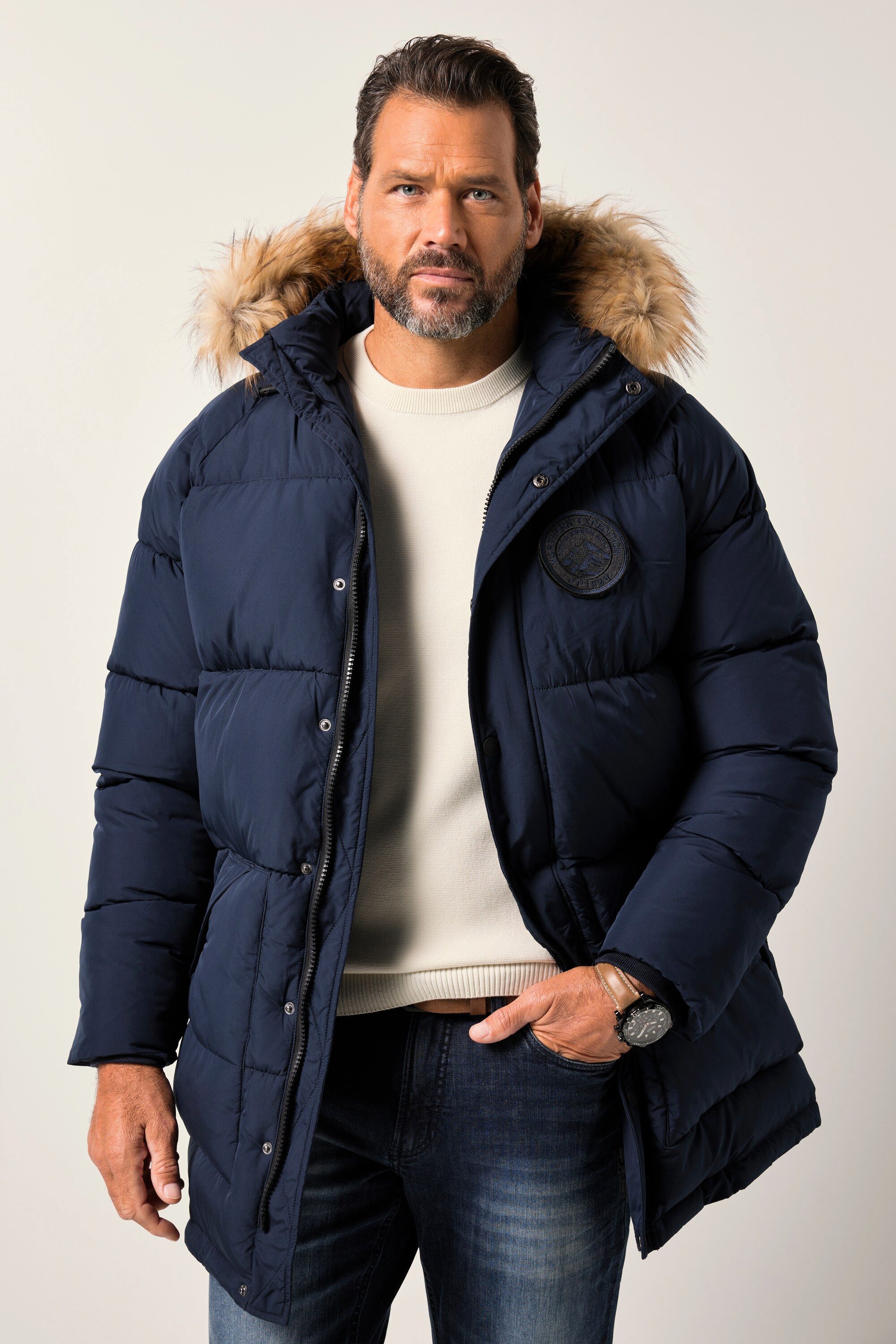 JP1880 Parka JP1880 Stepp-Parka Kapuze Kunstfellbesatz Badges bis 8 XL günstig online kaufen