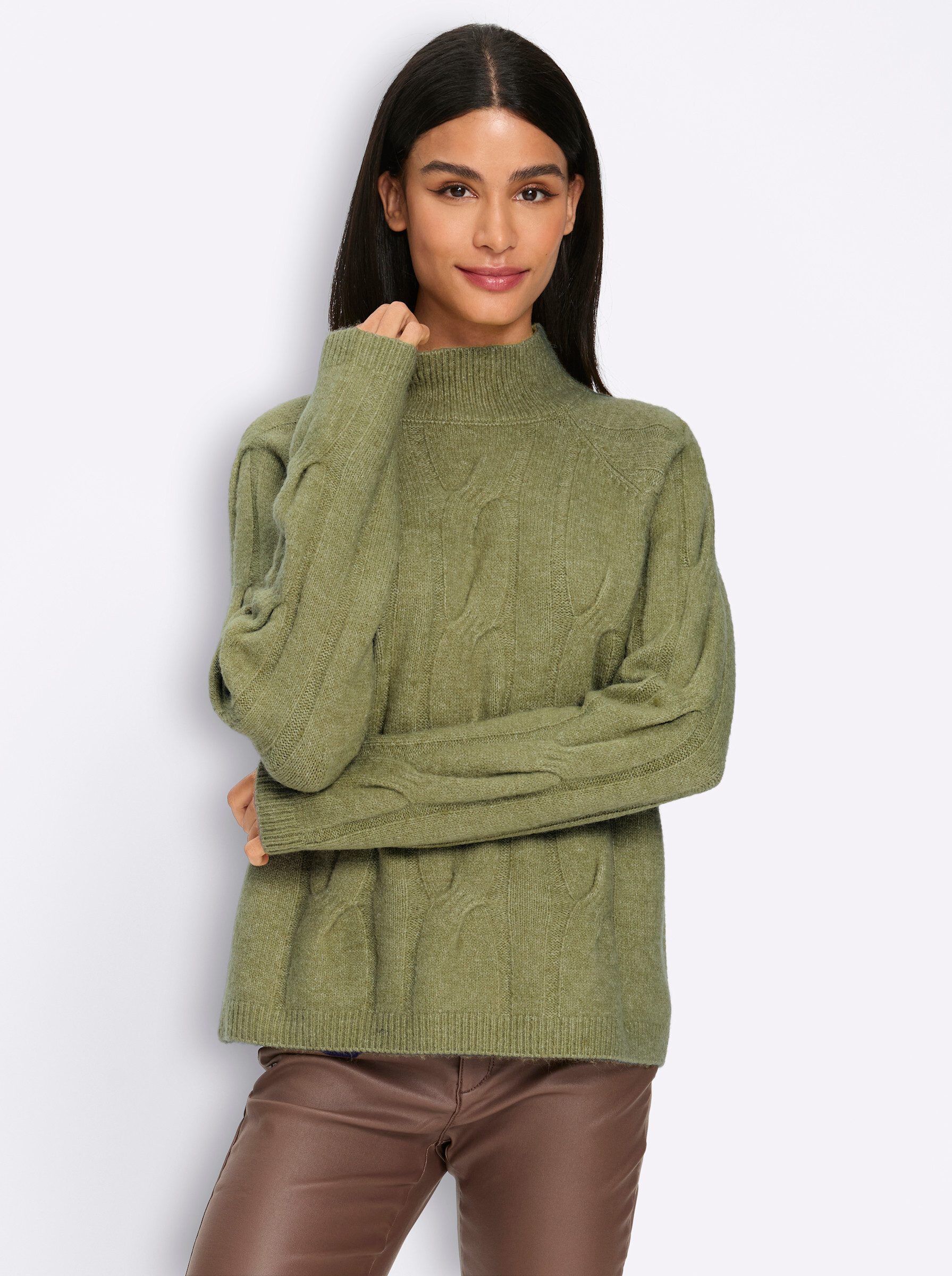 Strickpullover Pullover Langarm Zopfmuster