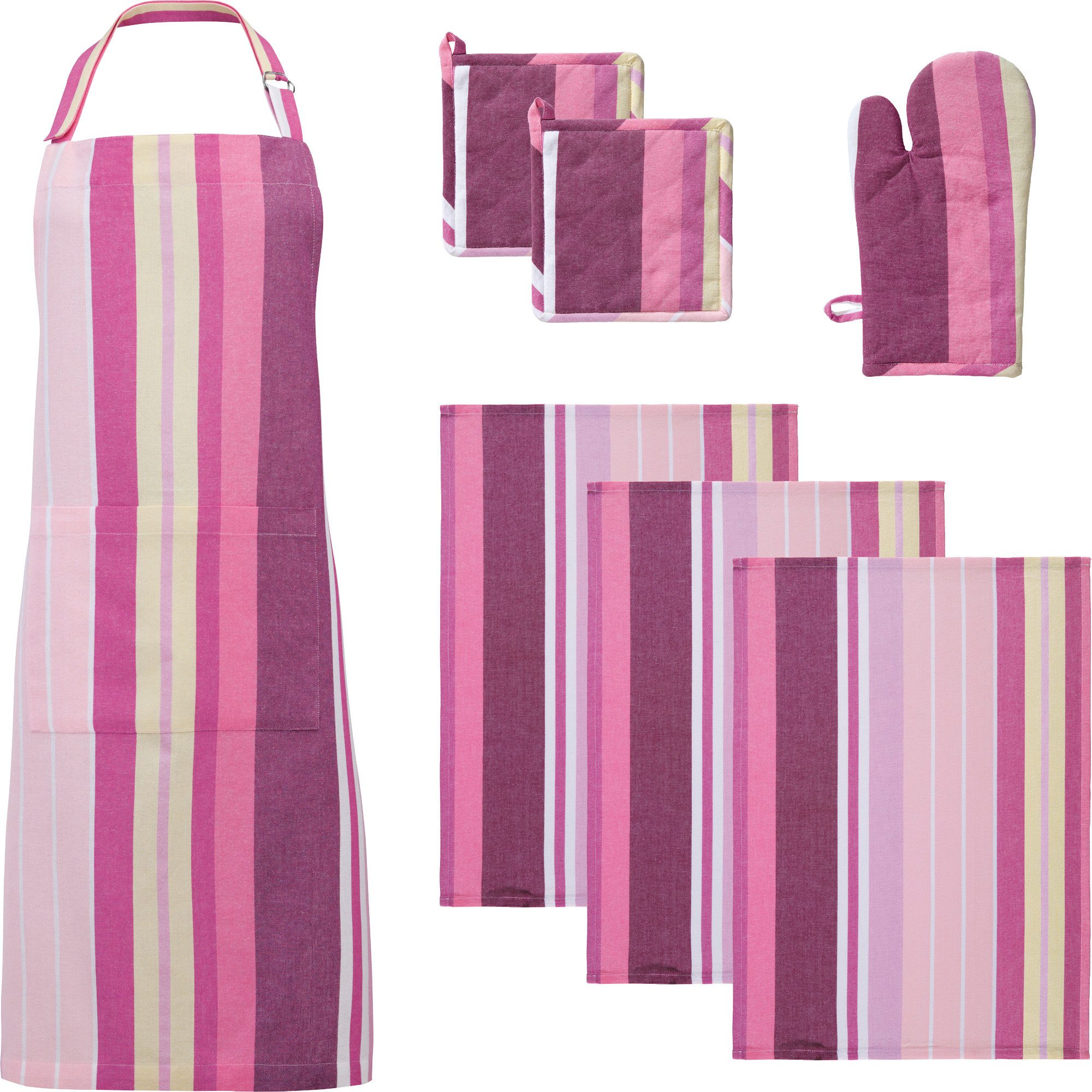 REDBEST Kochschürze Küchen-Set 7-tlg., Streifen