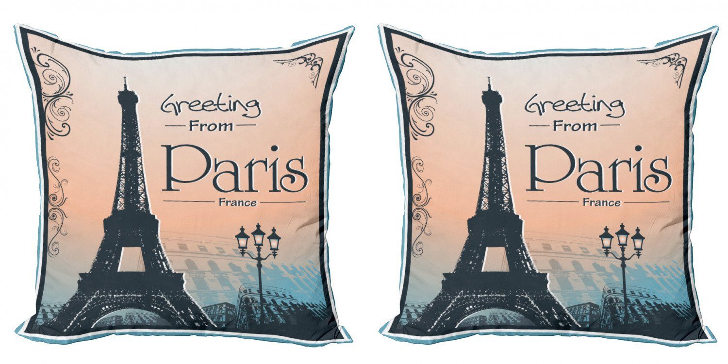 Kissenbezüge Modern Accent Doppelseitiger Digitaldruck, Abakuhaus (2 Stück), Eiffelturm Gruß von Paris