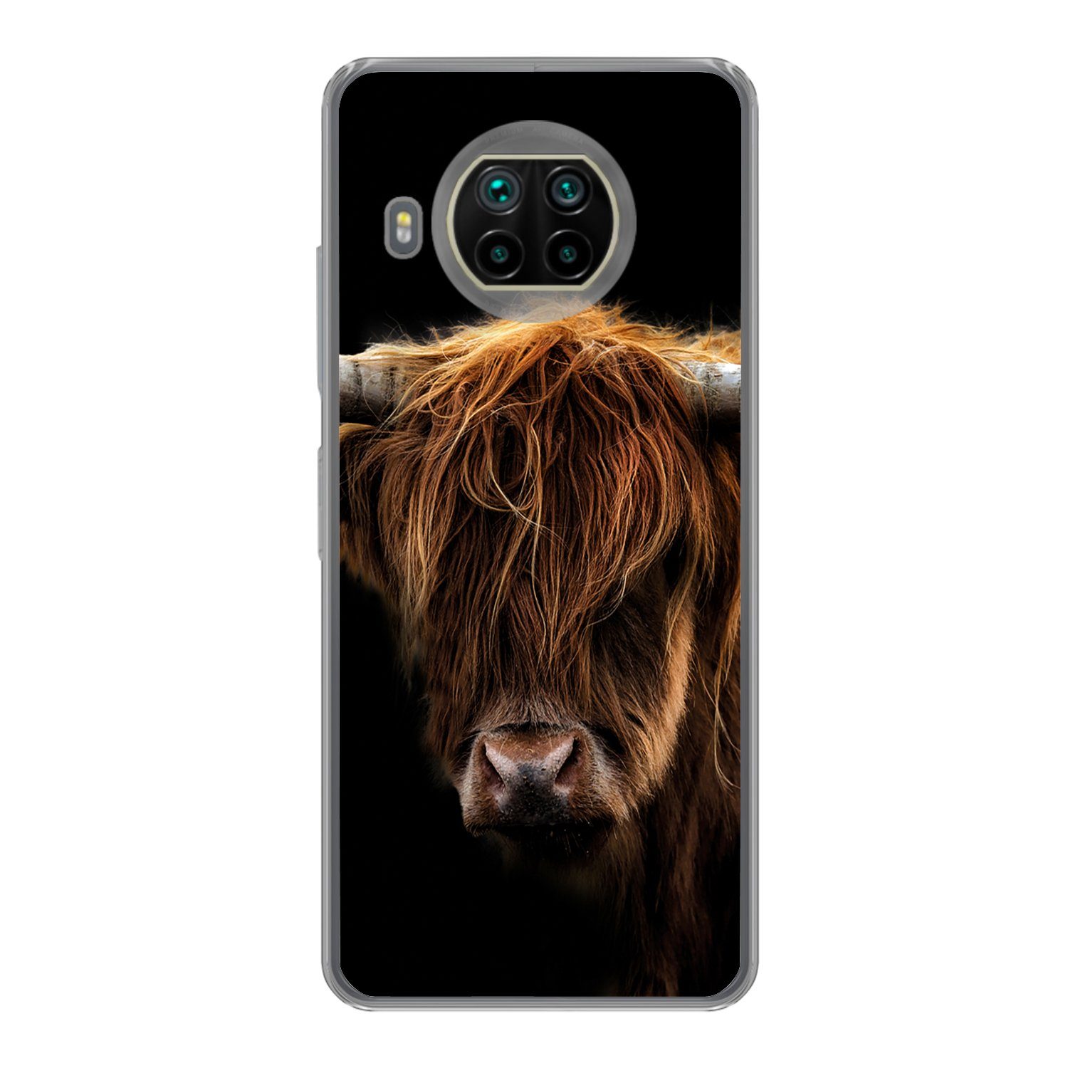 MuchoWow Handyhülle für Xiaomi Mi 10T Lite 5G Schottischer Highlander - Hörner - Schwarz -, Phone Case, Silikon, Schutzhülle Dünn