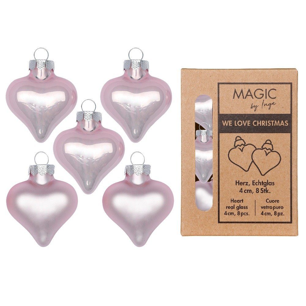 MAGIC by Inge Christbaumschmuck, Christbaumschmuck Herzen 4cm Glas 8 Stück - Lovely Magnolia