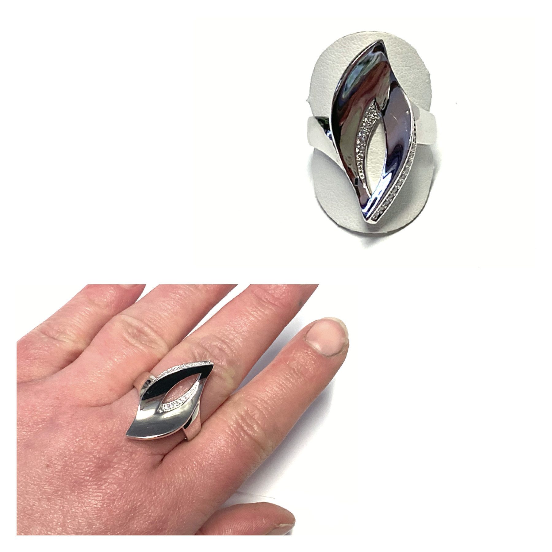 Edelschmiede925 Silberring Silberring 925 Silber rhod Zirkonias poliert einfarbig Übergröße #66