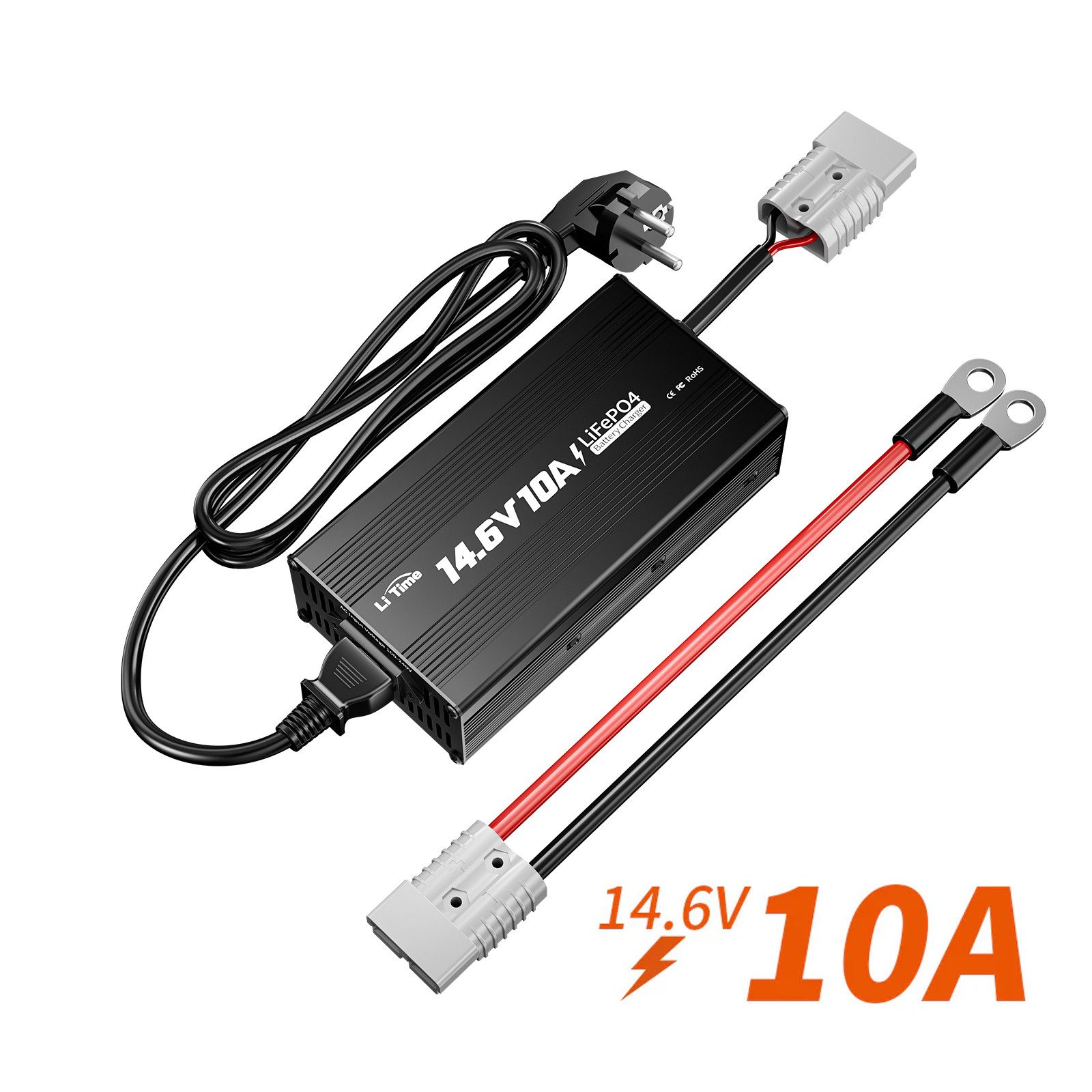 LiTime LiTime 14.6V 10A Lithium Batterieladegerät Akku-Set (12 V, 1 St), Geeignet für 12V LiFePO4 Lithium Batterie