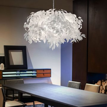 etc-shop LED Pendelleuchte, Leuchtmittel inklusive, Warmweiß, Blätter Pendel Leuchte Wohn Ess Zimmer Decken Hänge Lampe weiß im