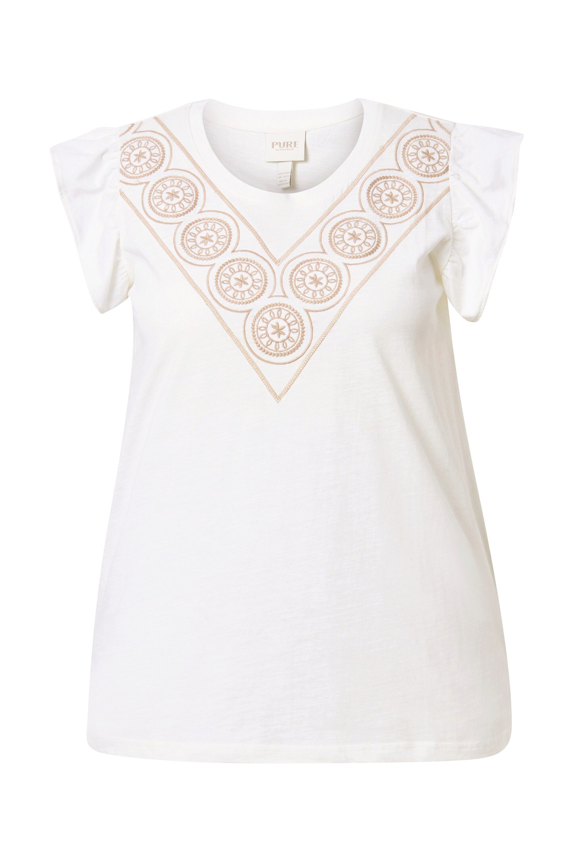 T-Shirt T-Shirt Stickerei Rundhals Halbarm Biobaumwolle